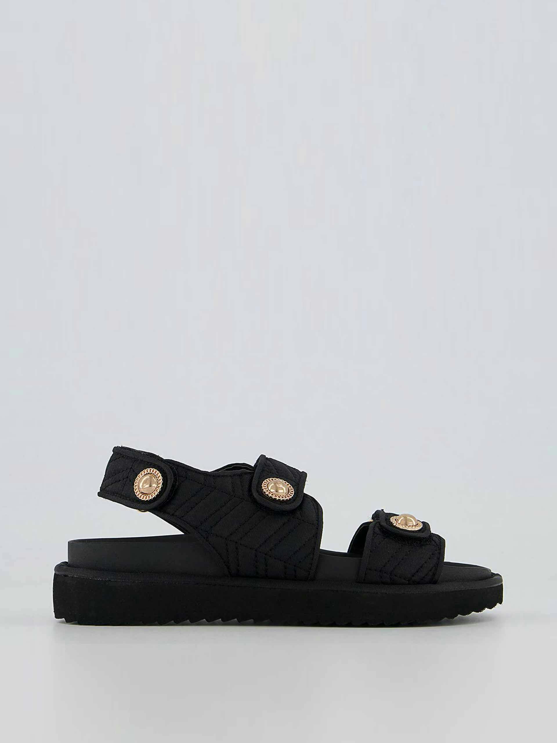 Double strap black studded sandals