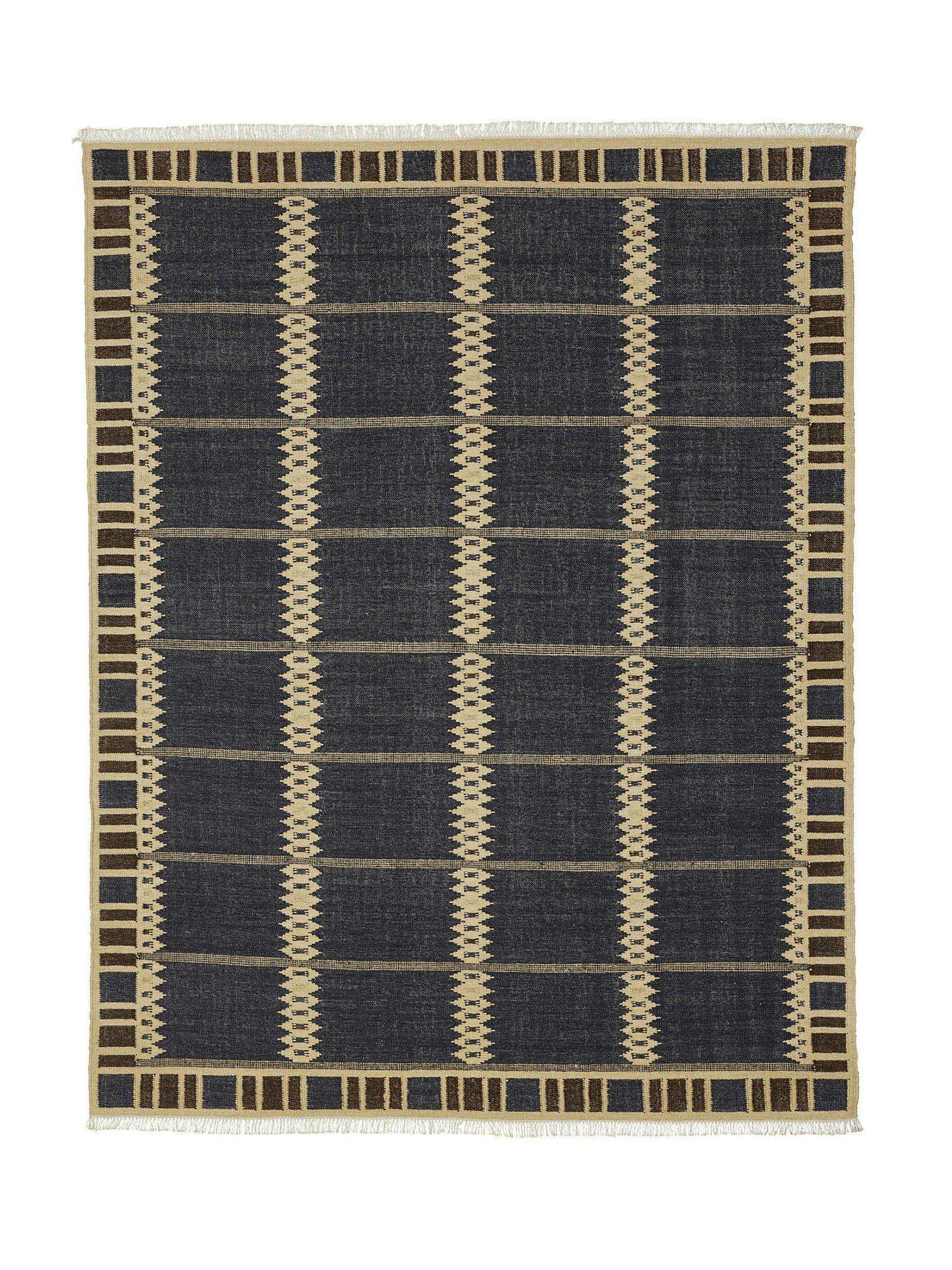 Handwoven kilim rug in indigo