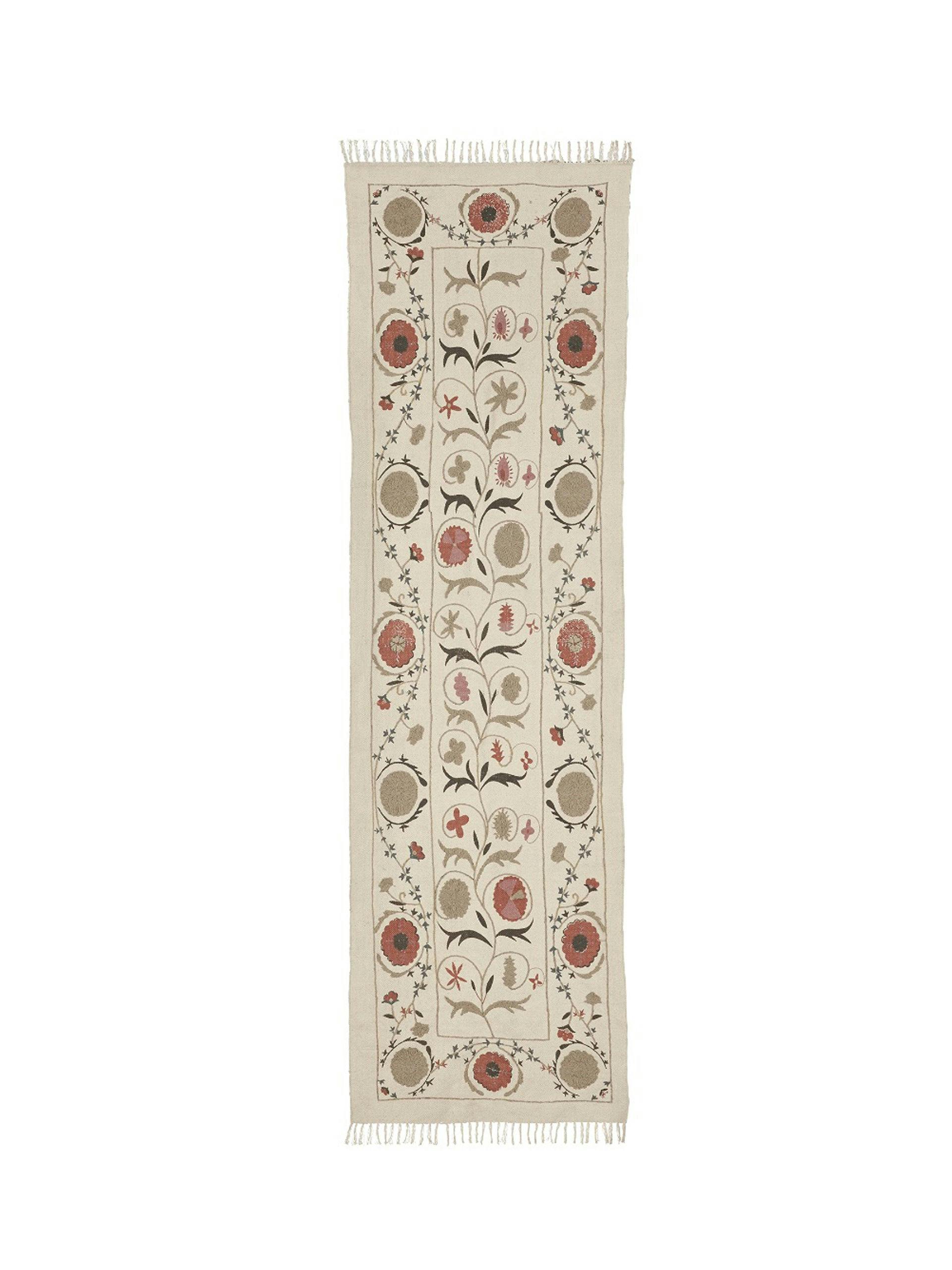 Floral hand-knotted runner
