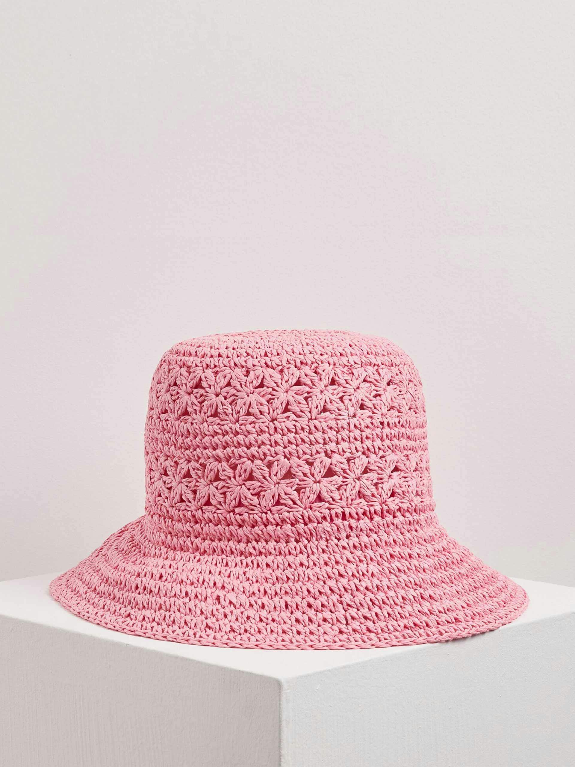 Crochet pink bucket hat