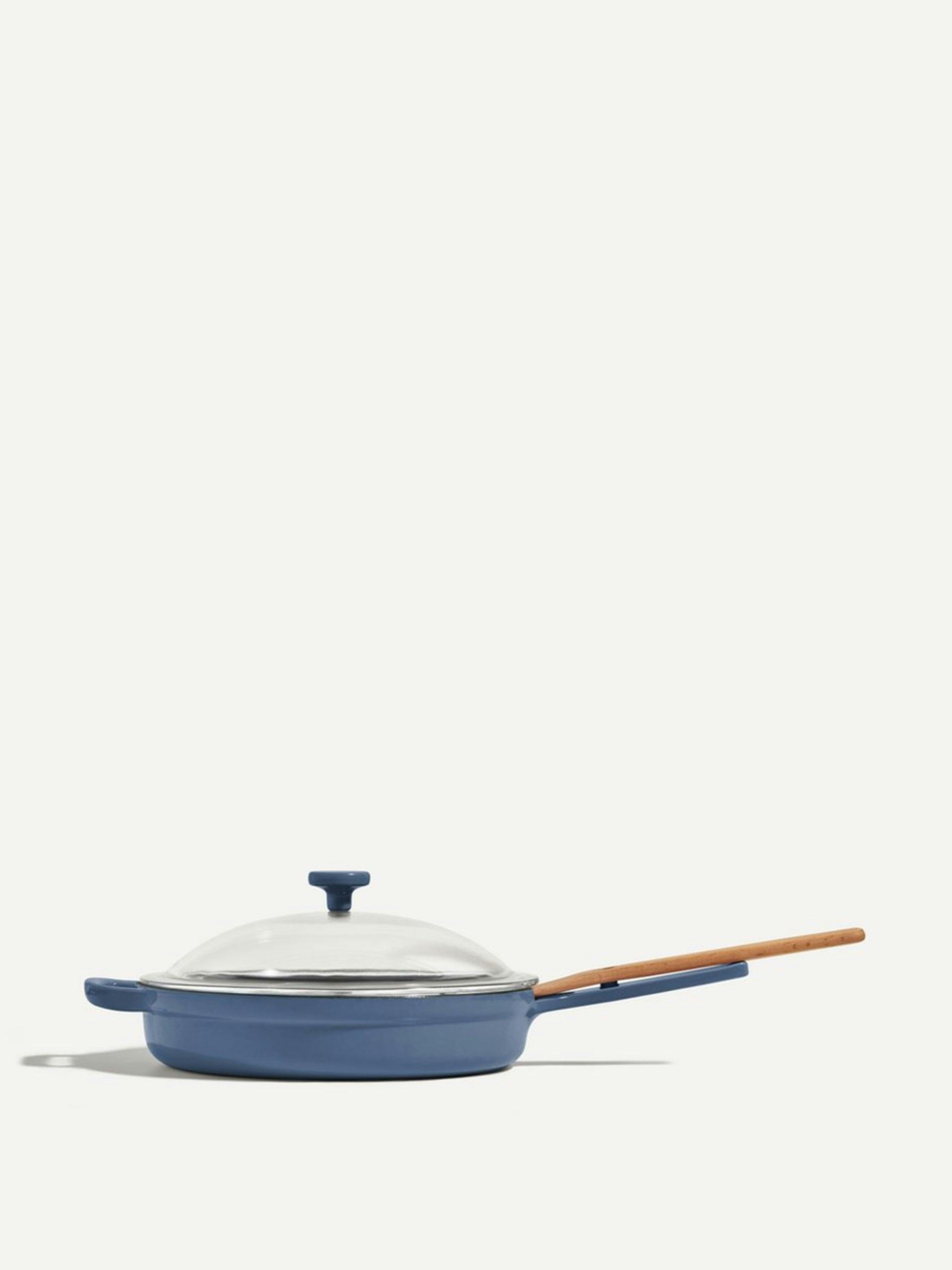 Blue cast-iron pan