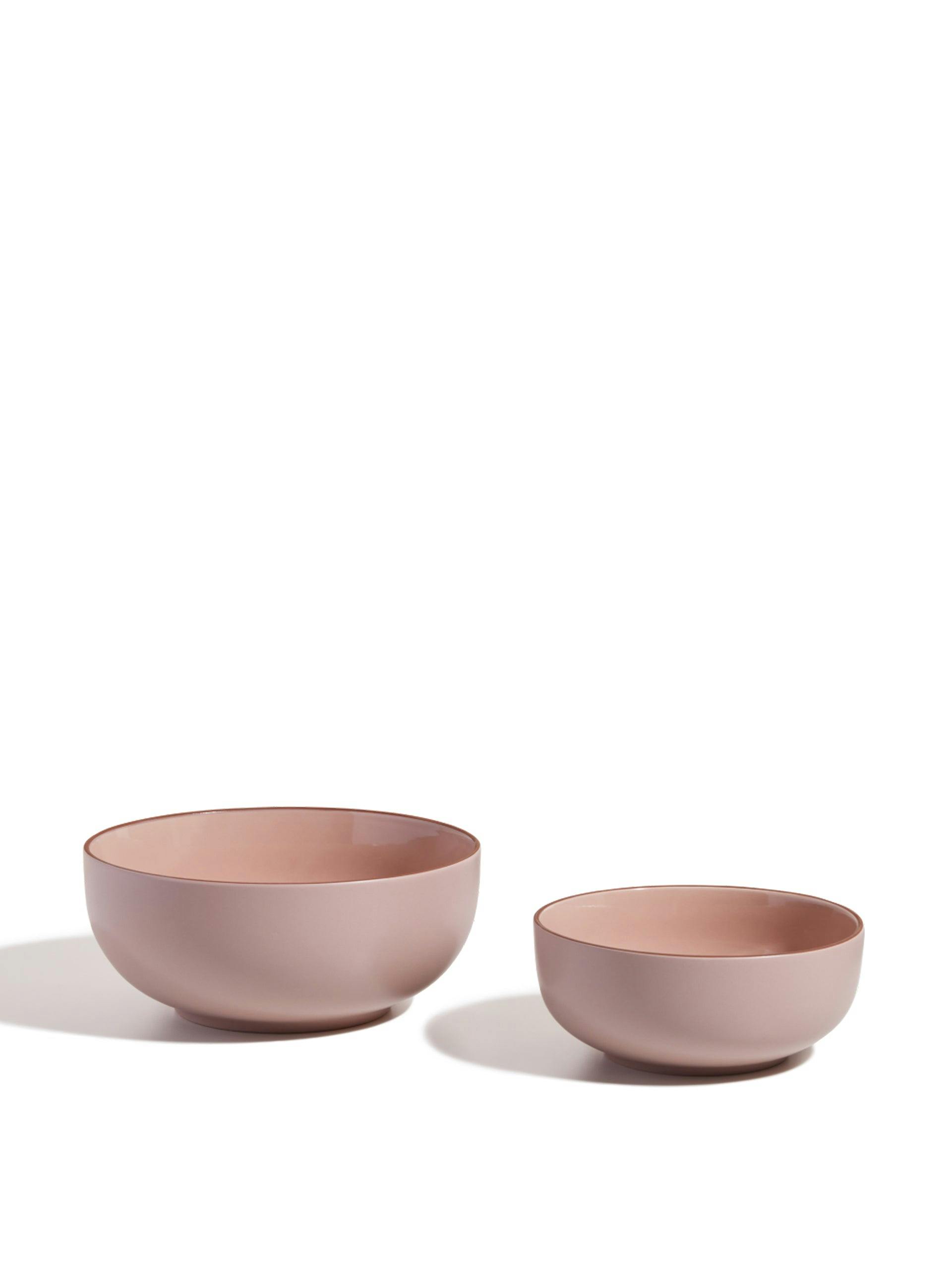 Ceramic gather bowls in warm, dusky pink