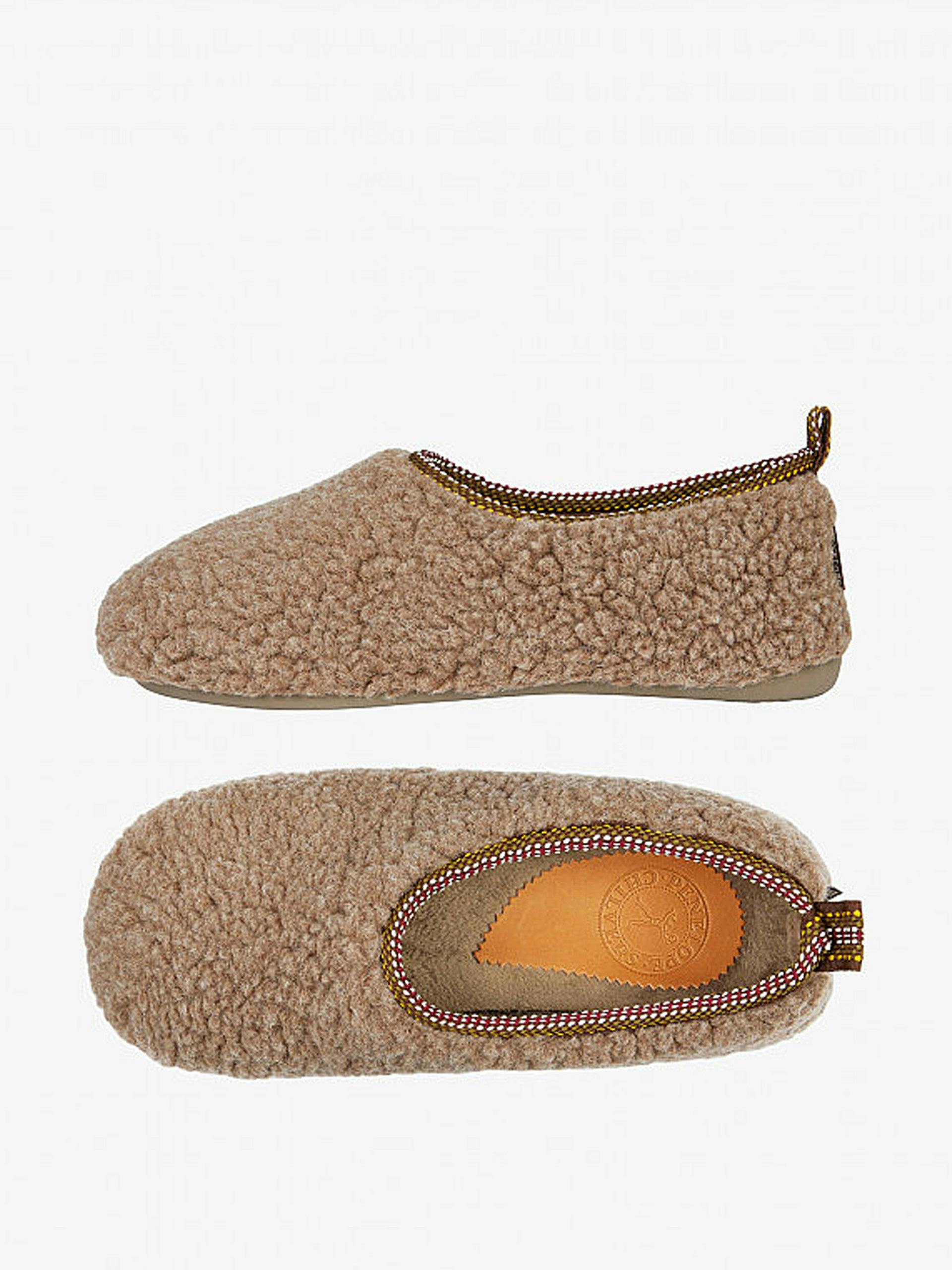 Brown shearling slippers