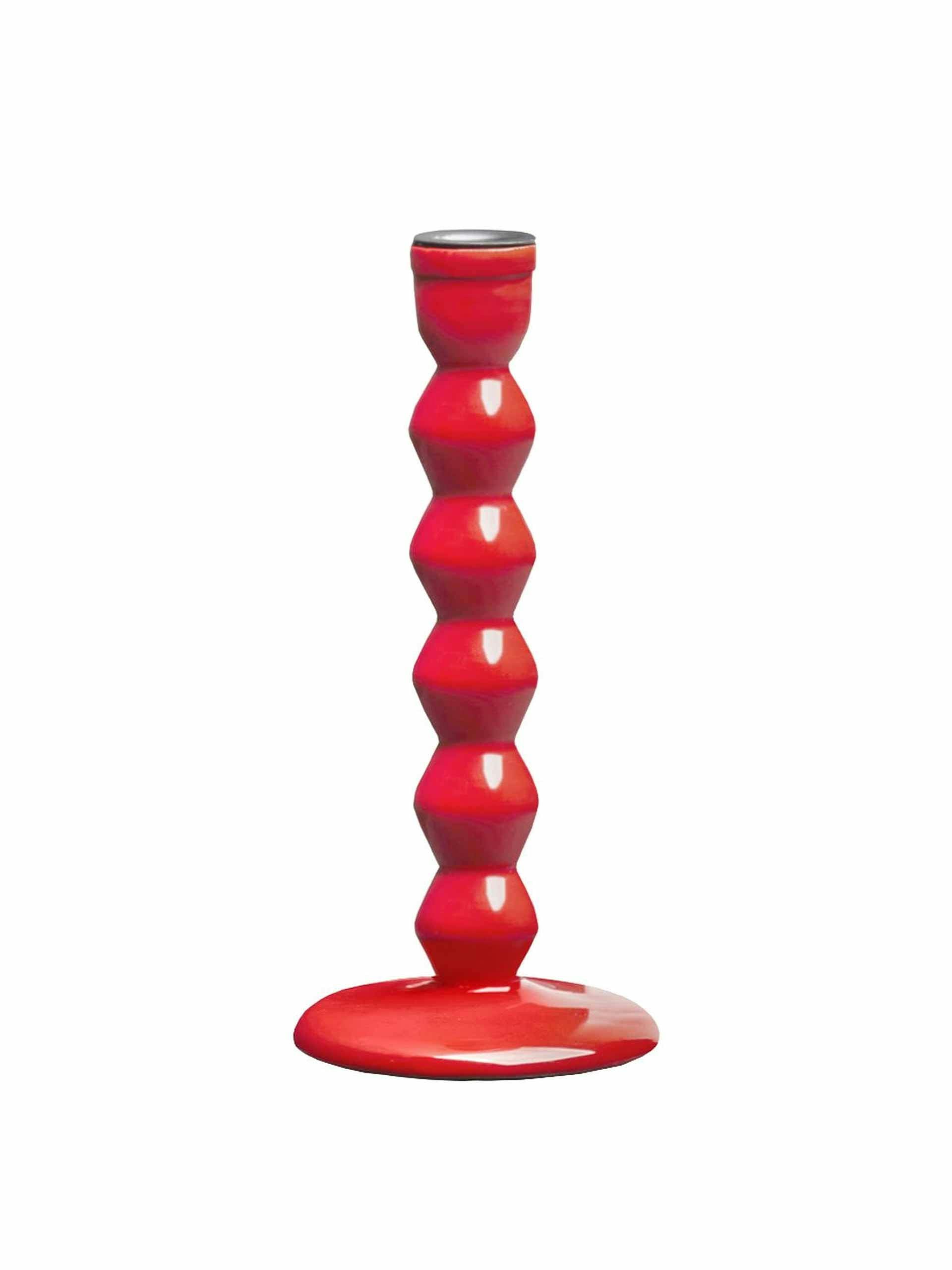 Red lacquered candle holder