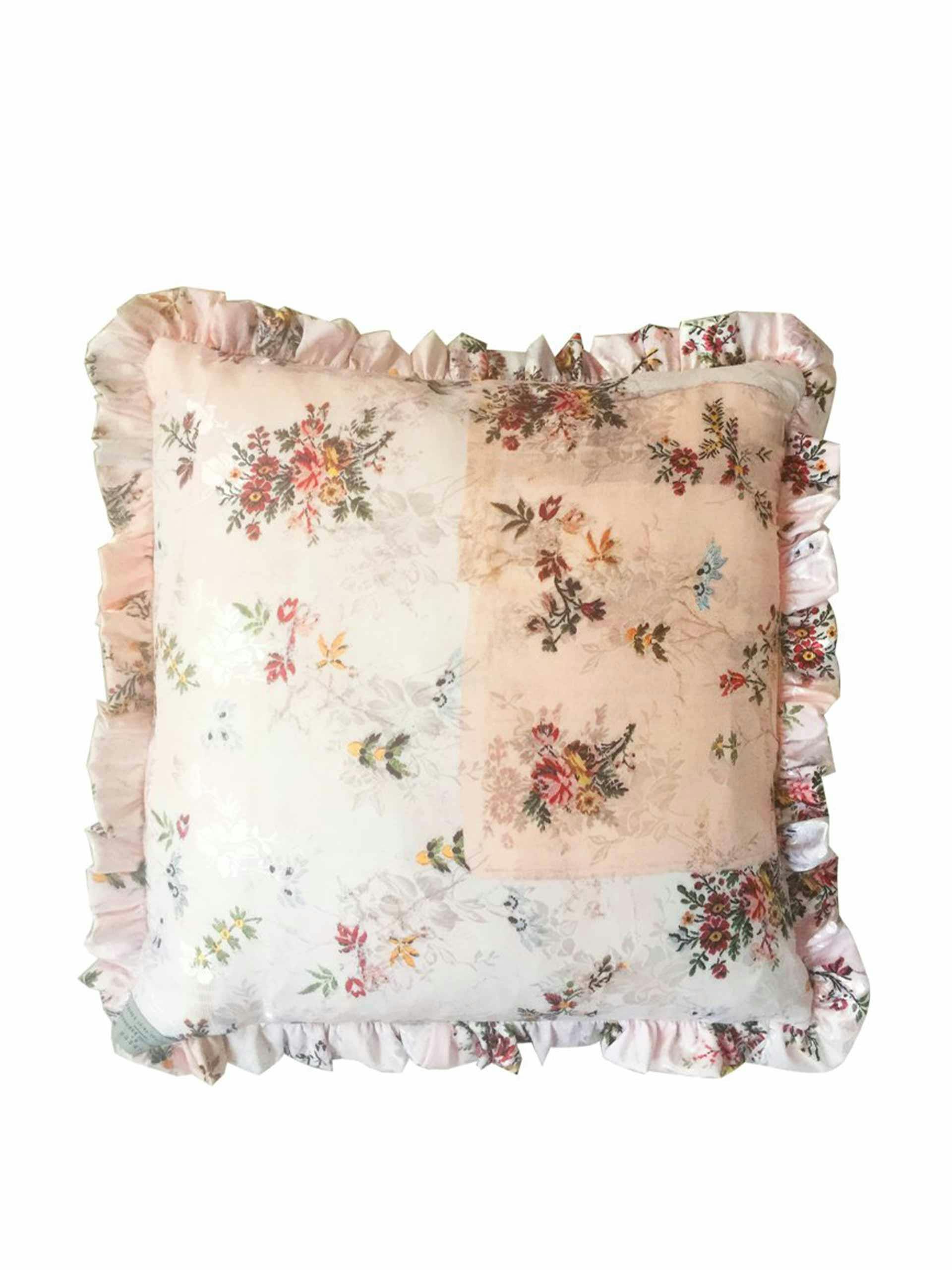 Nude floral print cushion