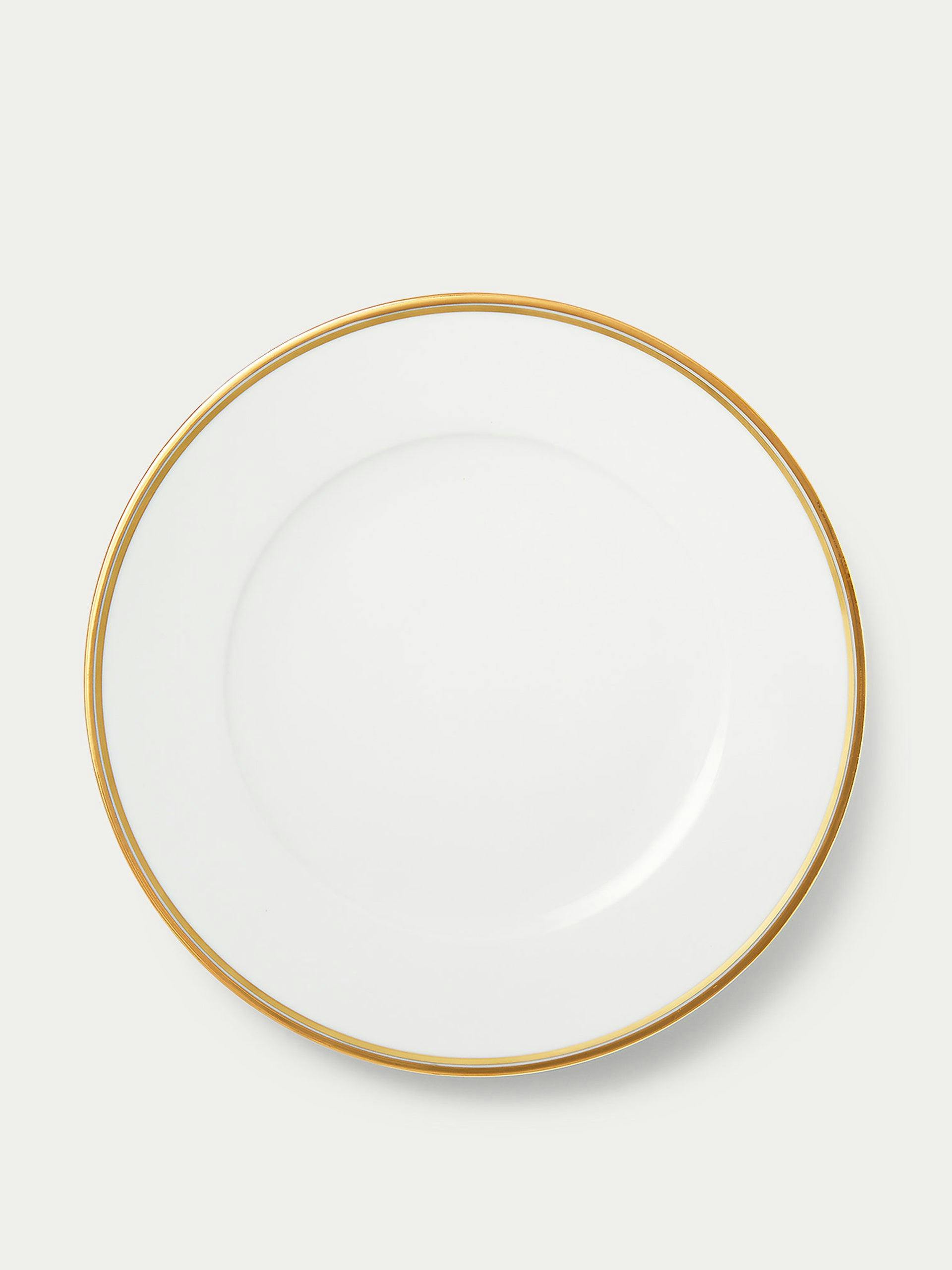 Gold rimmed dinner plate