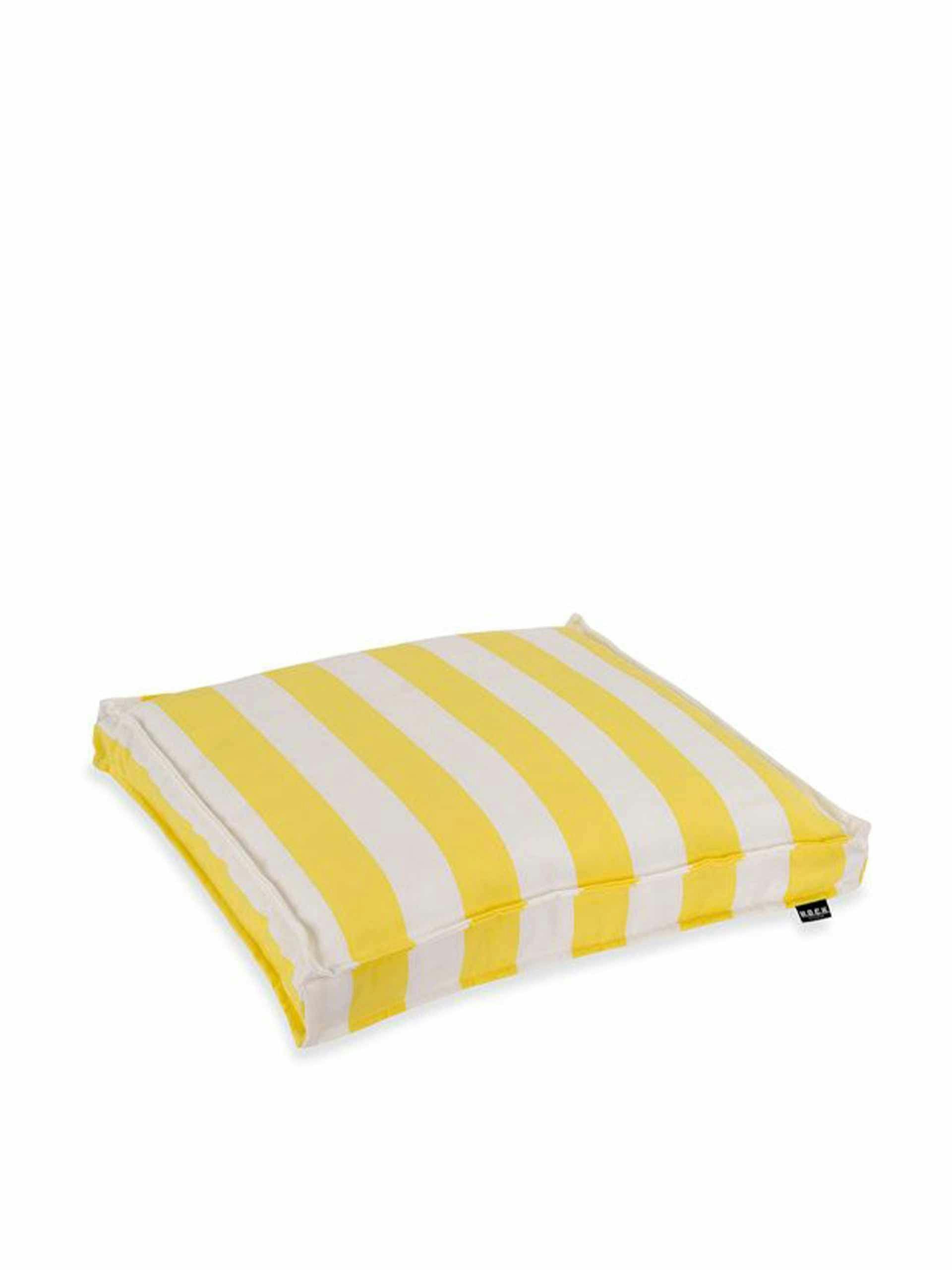 Outdoor yellow striped seat cushion