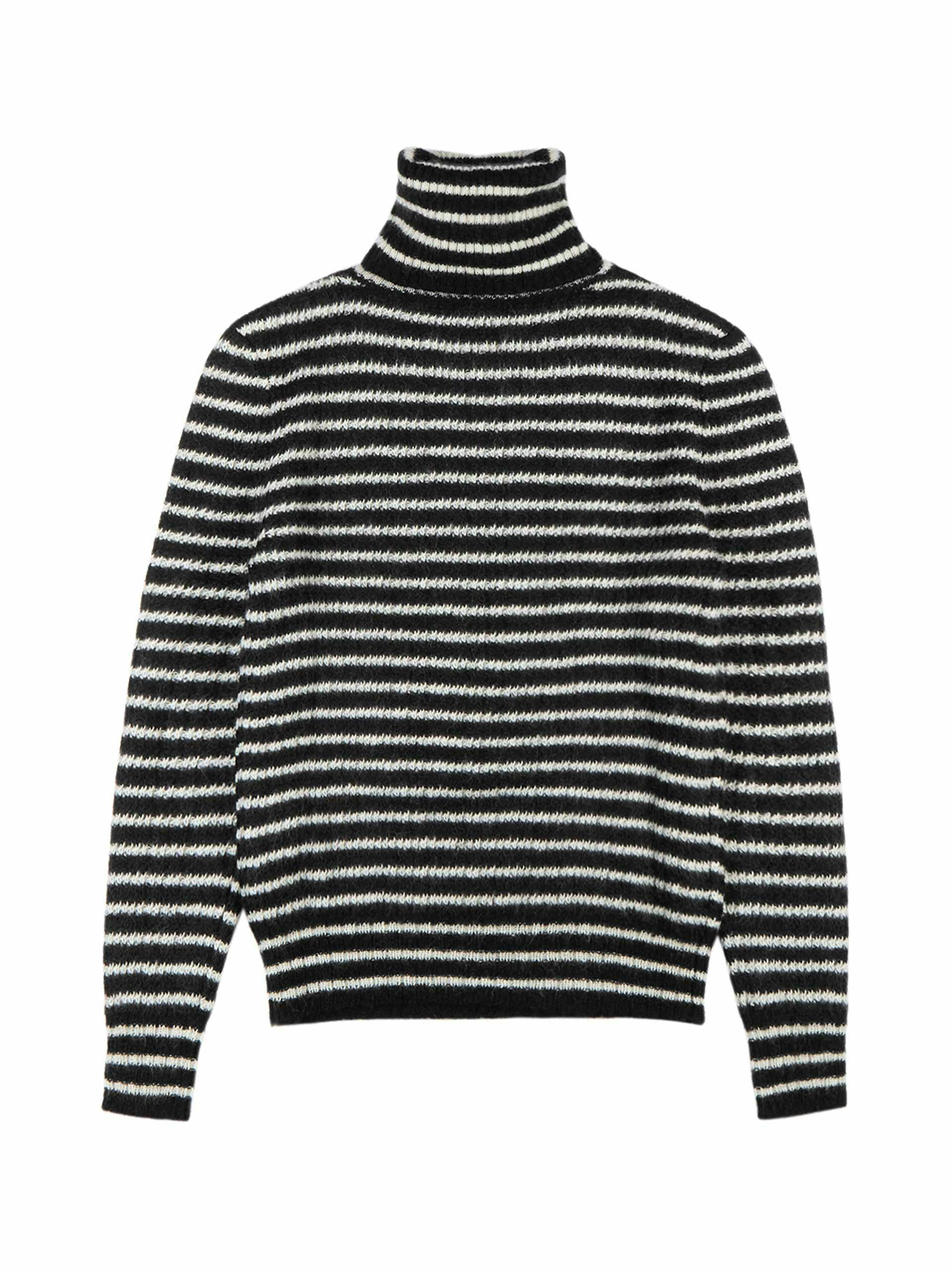 Monochrome striped mohair-blend jumper