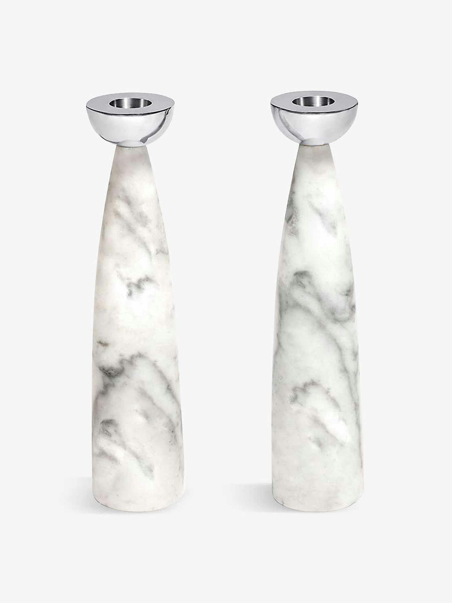 Marble candle holders - set of two