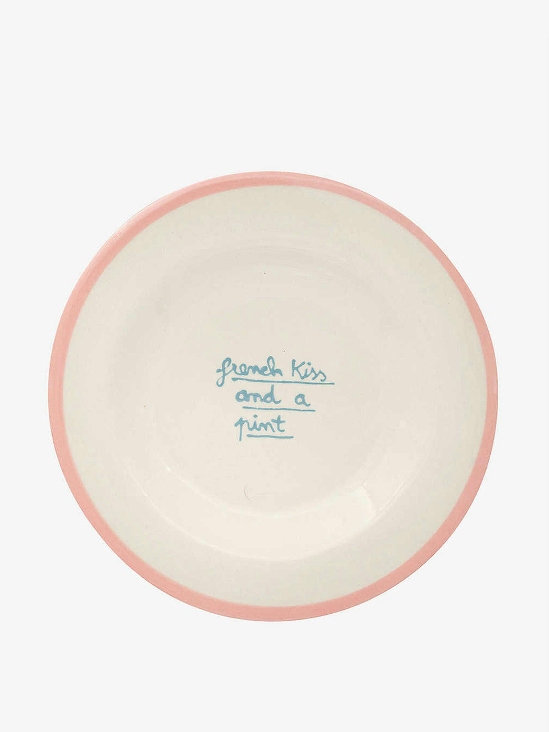 French Kiss hand-painted ceramic plate