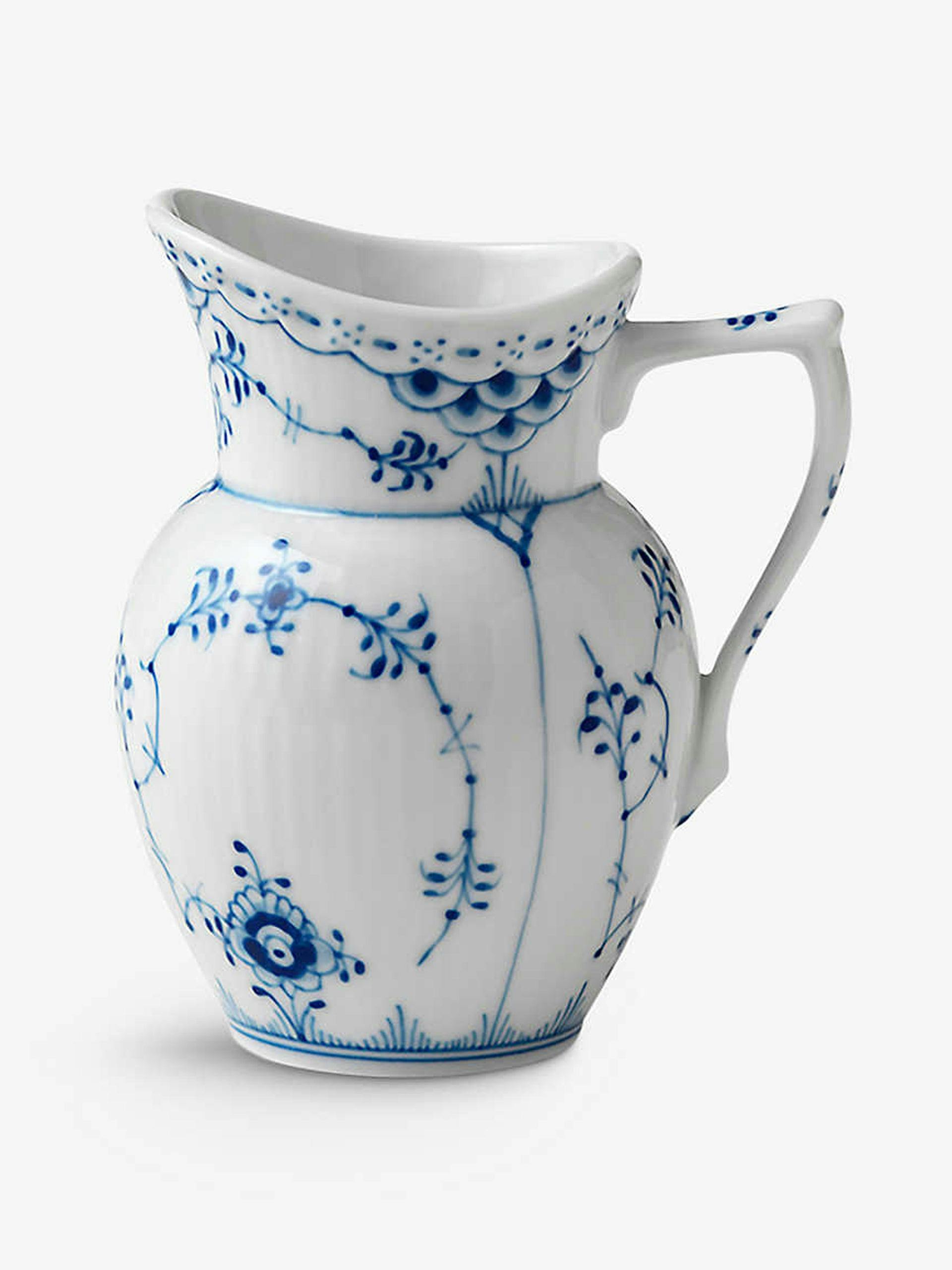 Blue fluted lace porcelain  jug