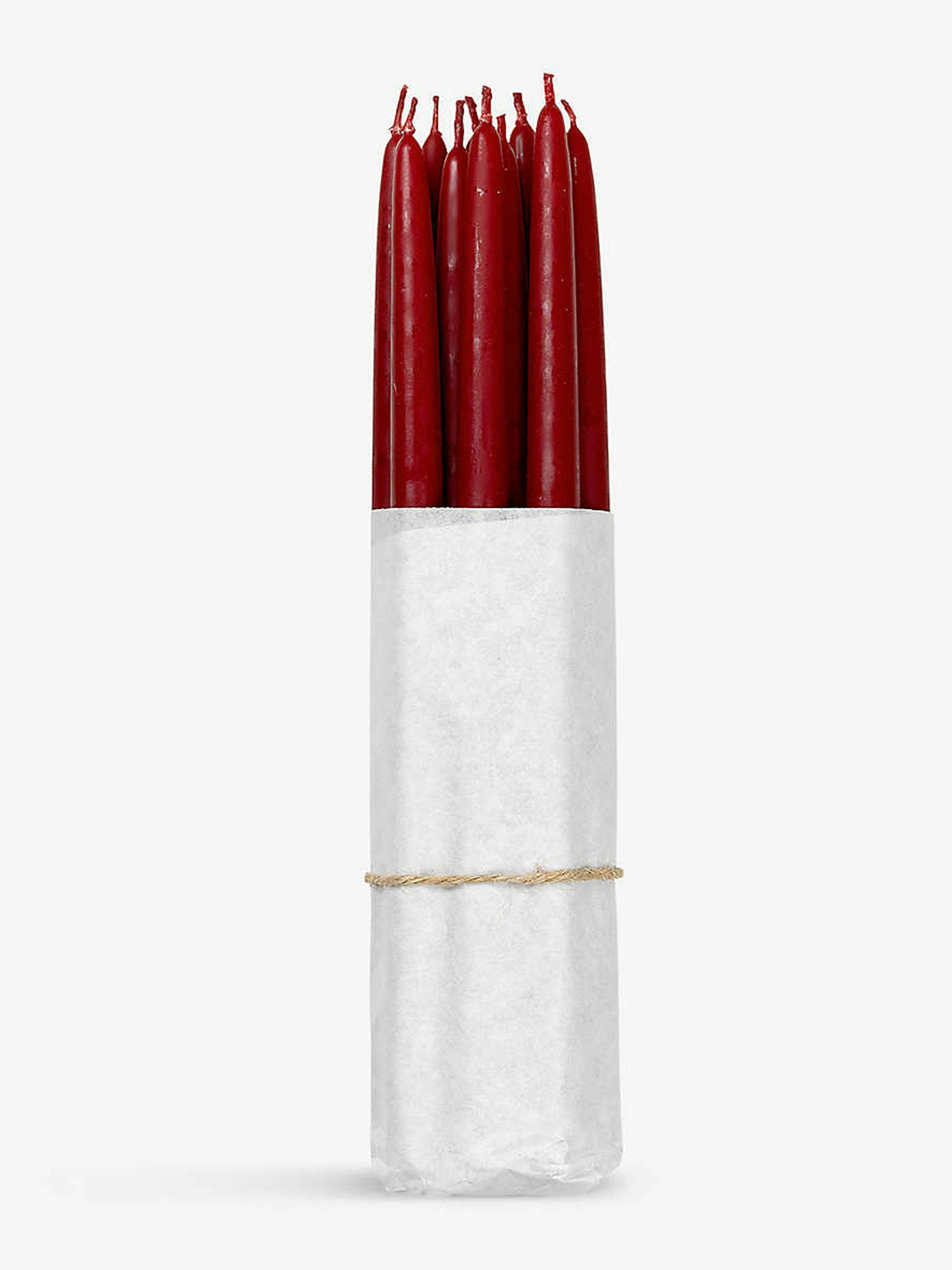 Hand-dipped burgundy candles (set of 12)