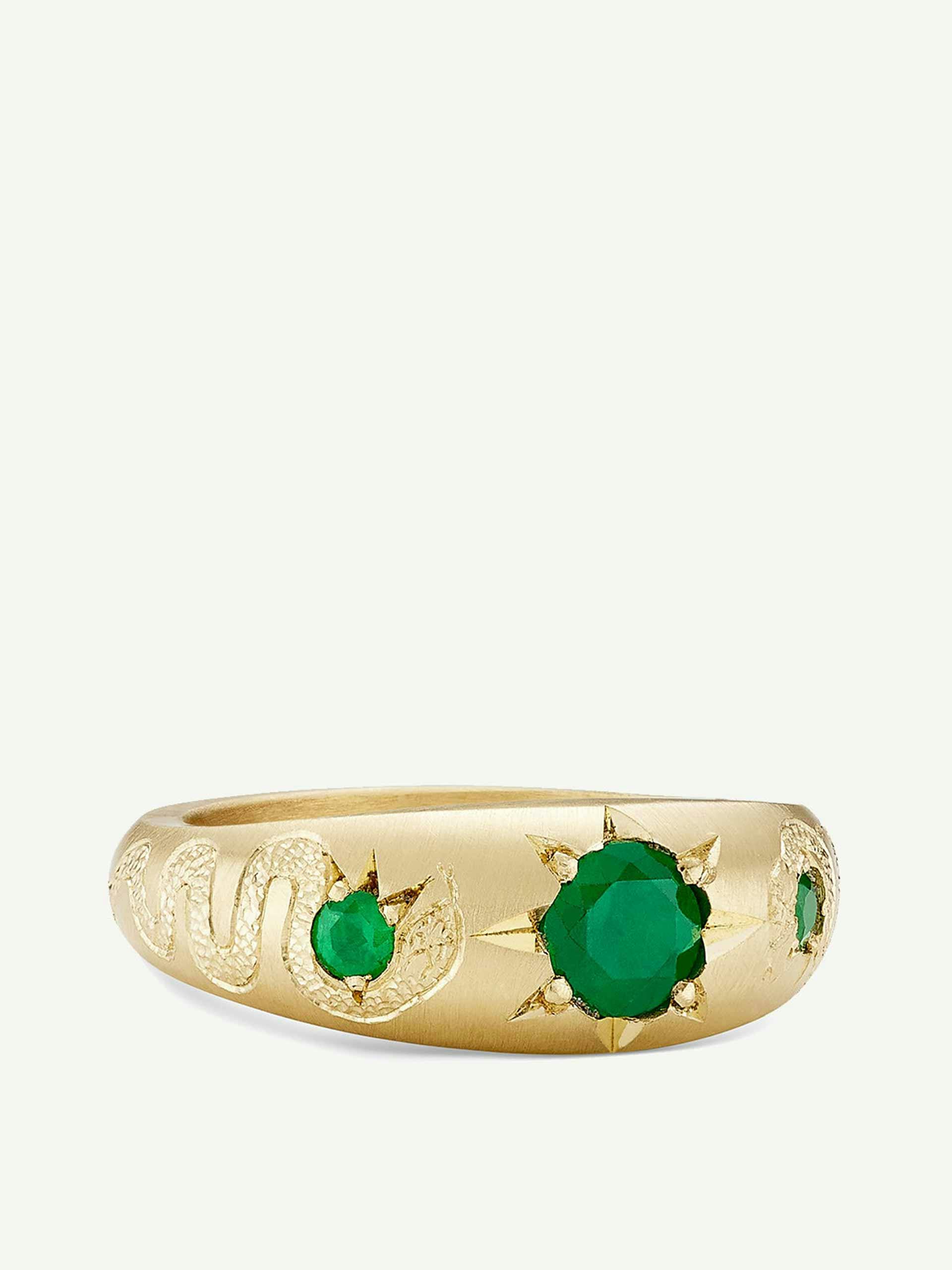 18kt yellow gold and emerald Eternal Snake ring