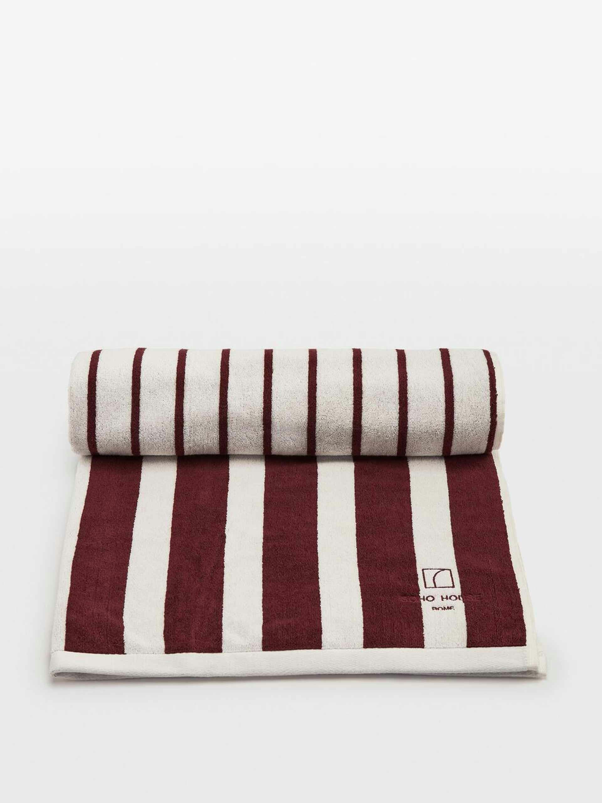 Burgundy stripe pool towel
