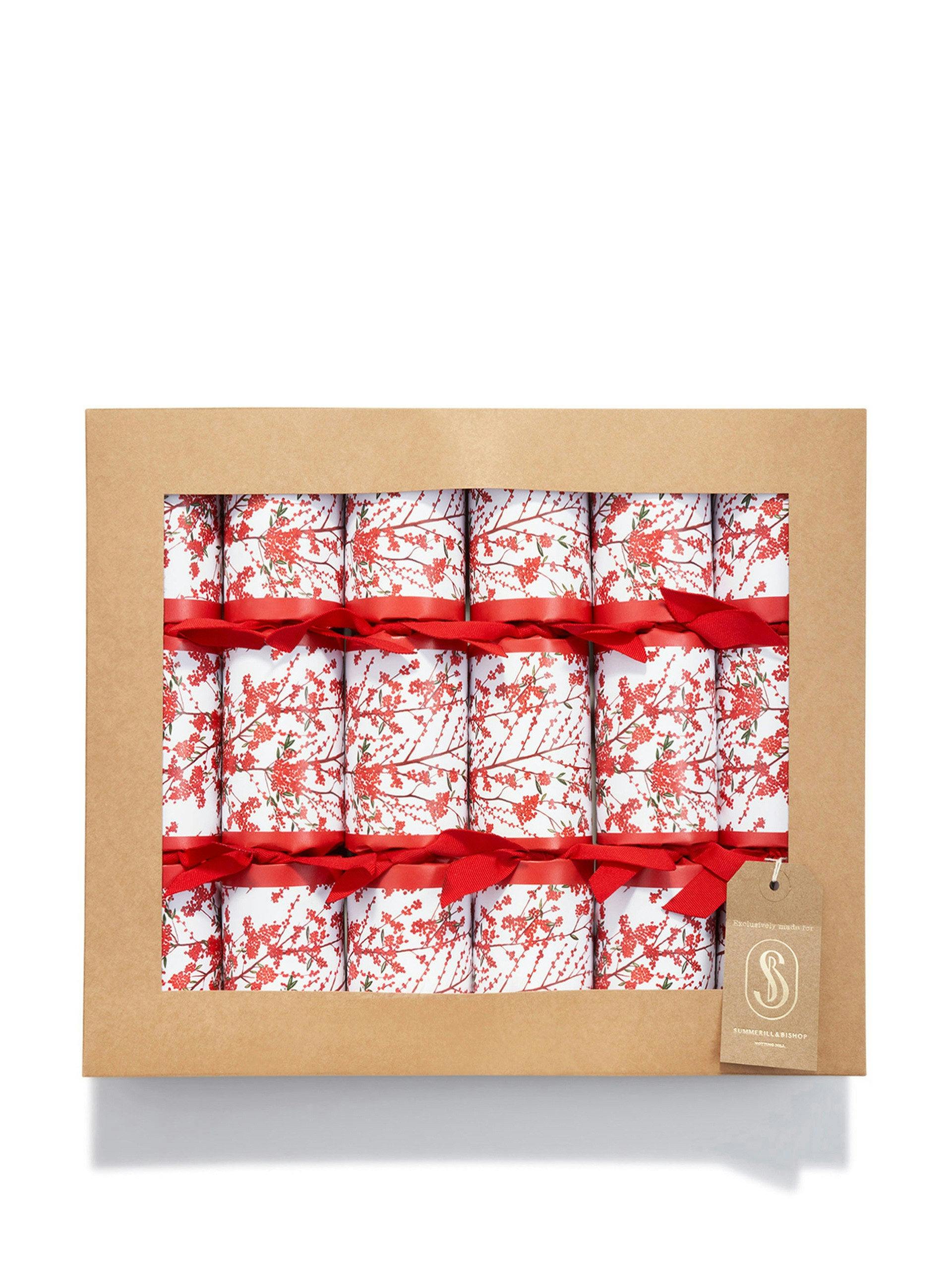 Christmas crackers with red berries print (set of 6)