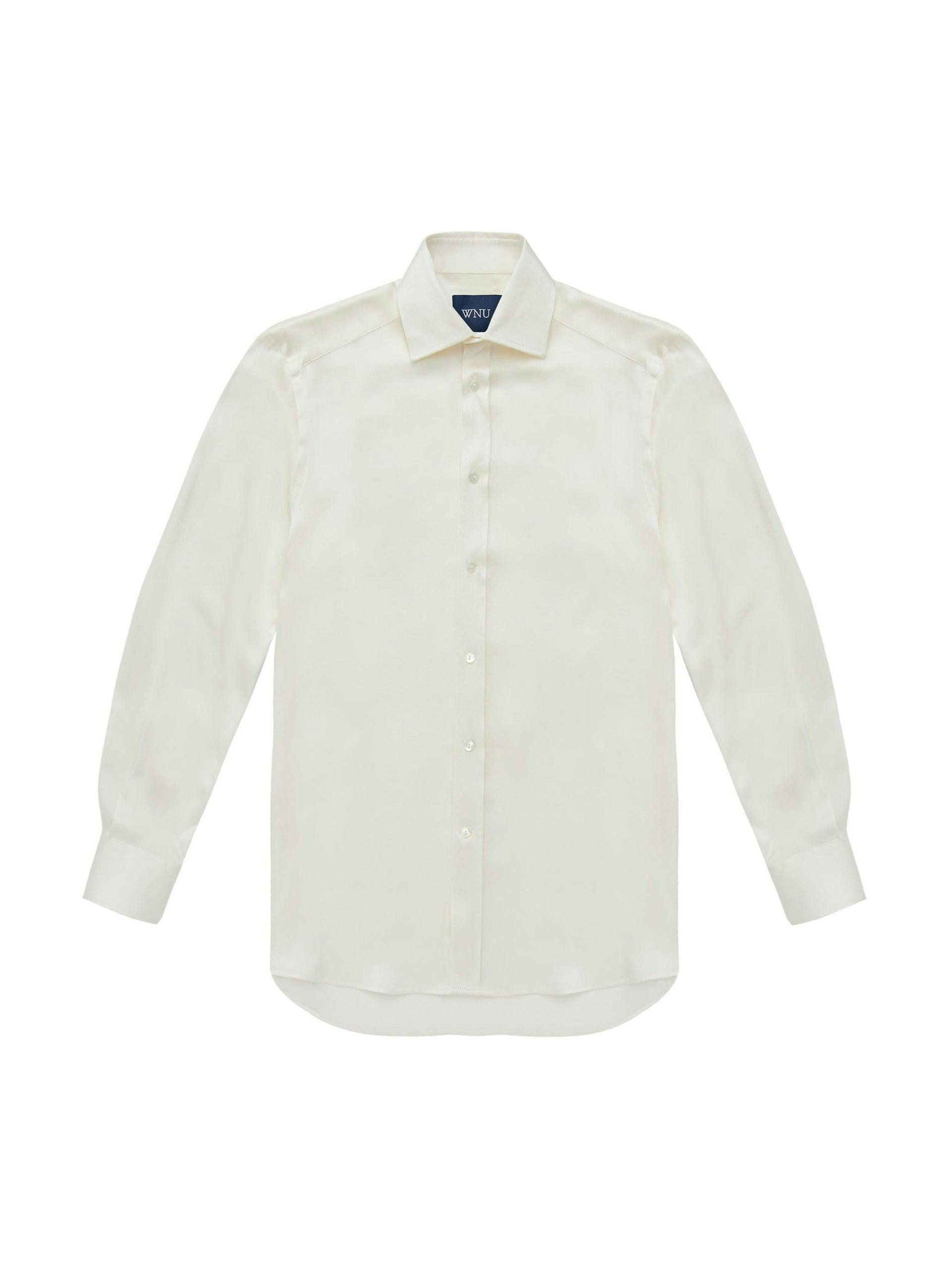 The Boyfriend: pearl white silk shirt