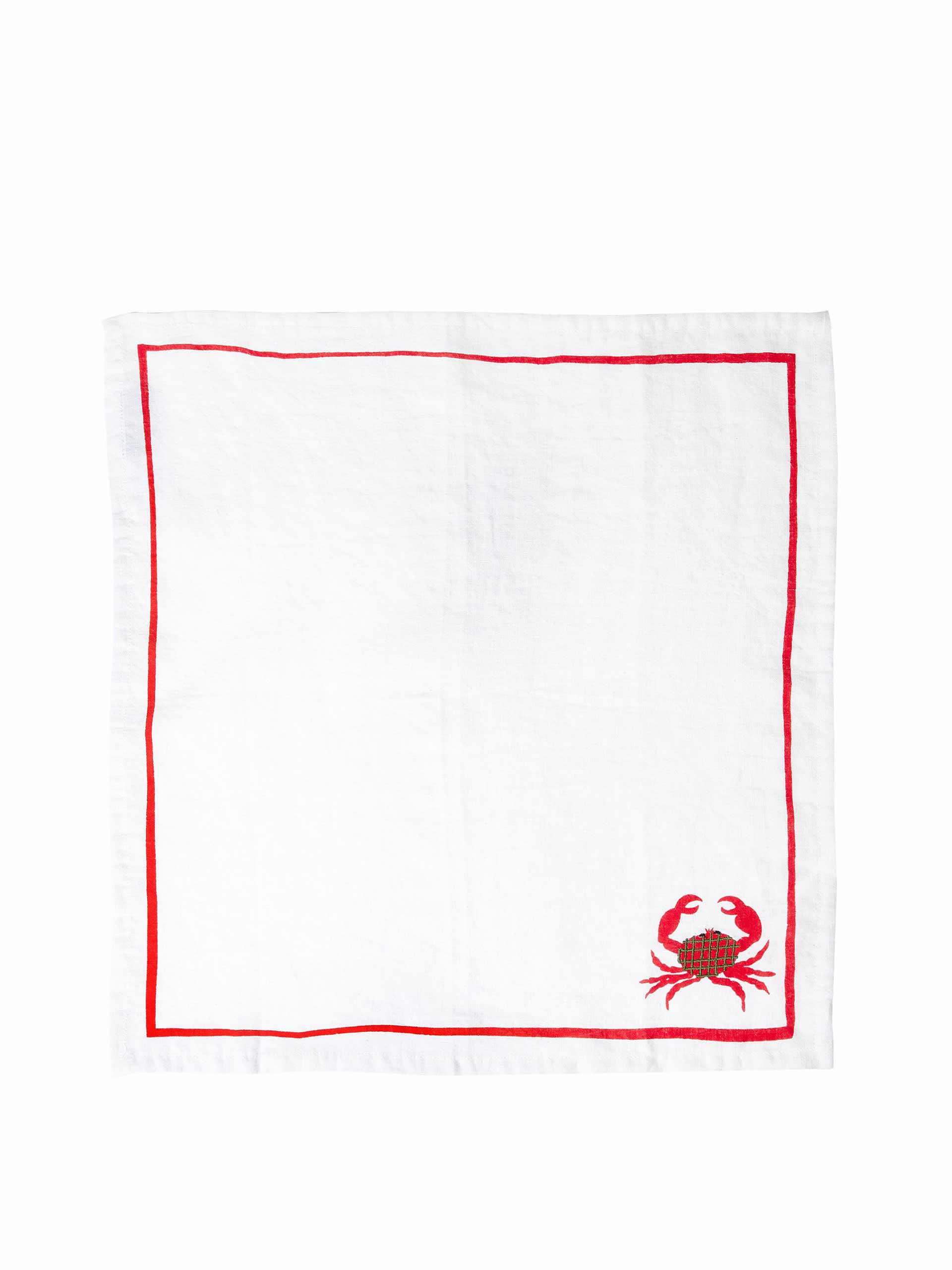 Crab embroidered napkin