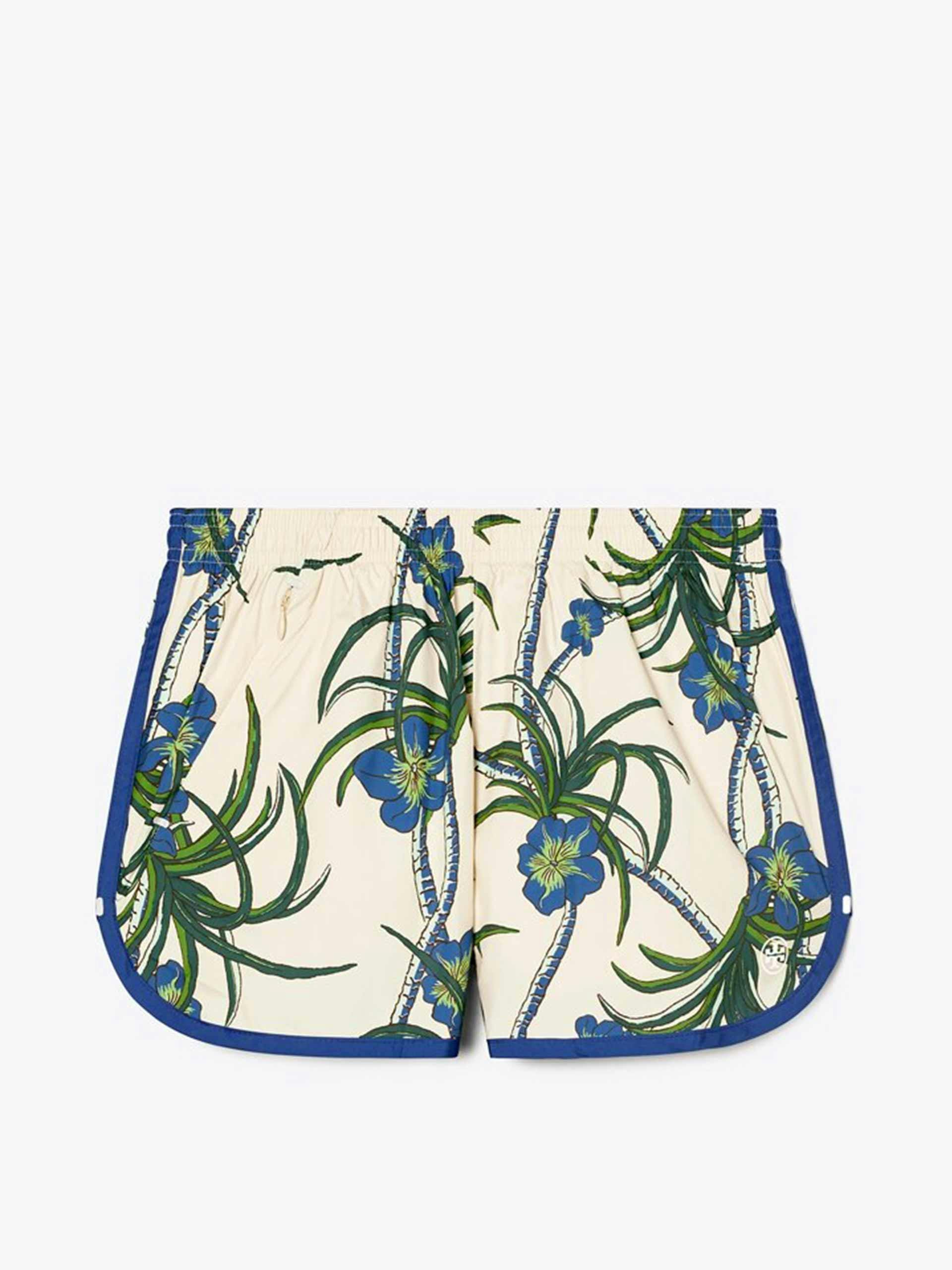 Blue and green printed nylon shorts