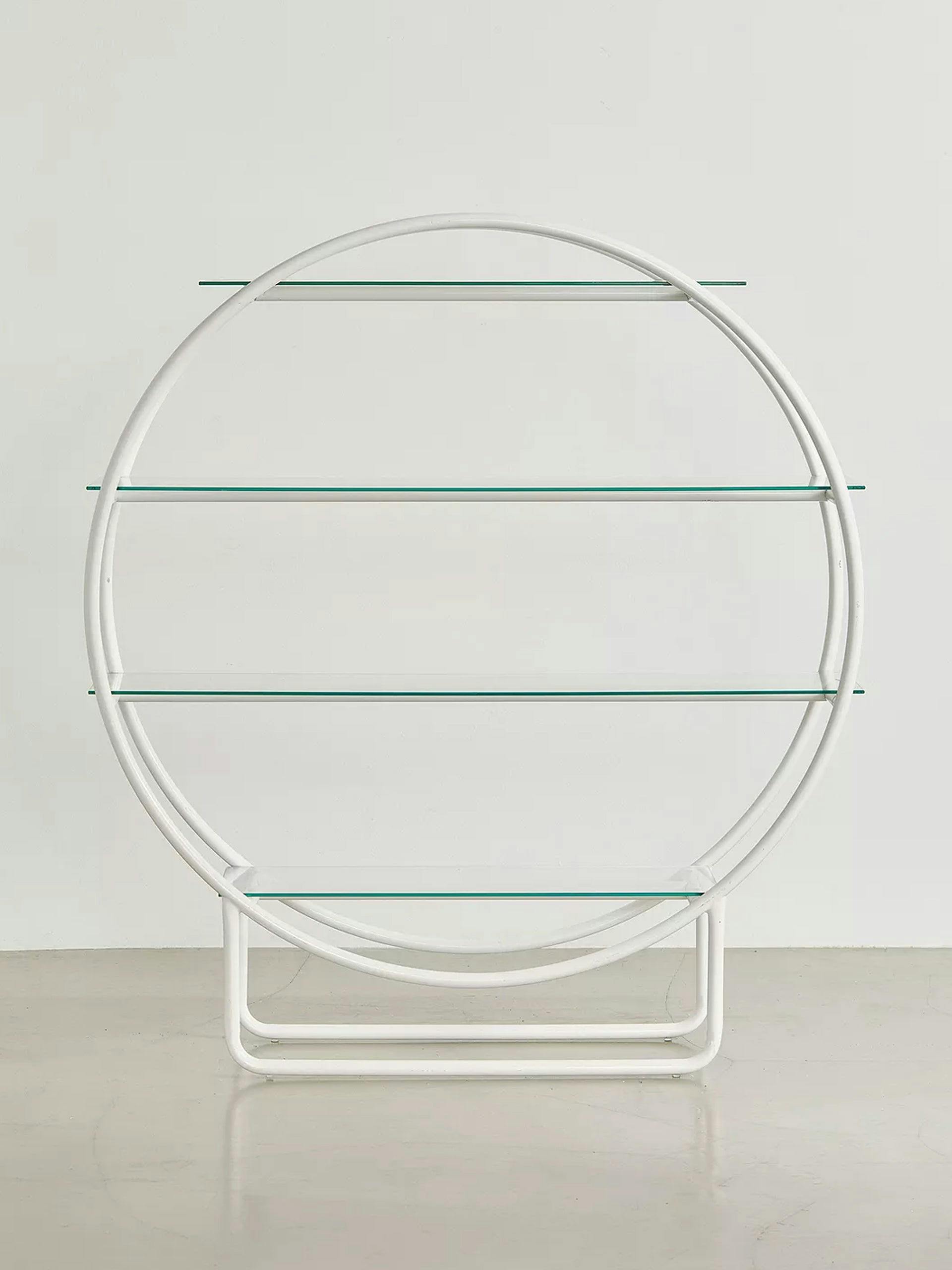 Metal and glass circle storage shelf