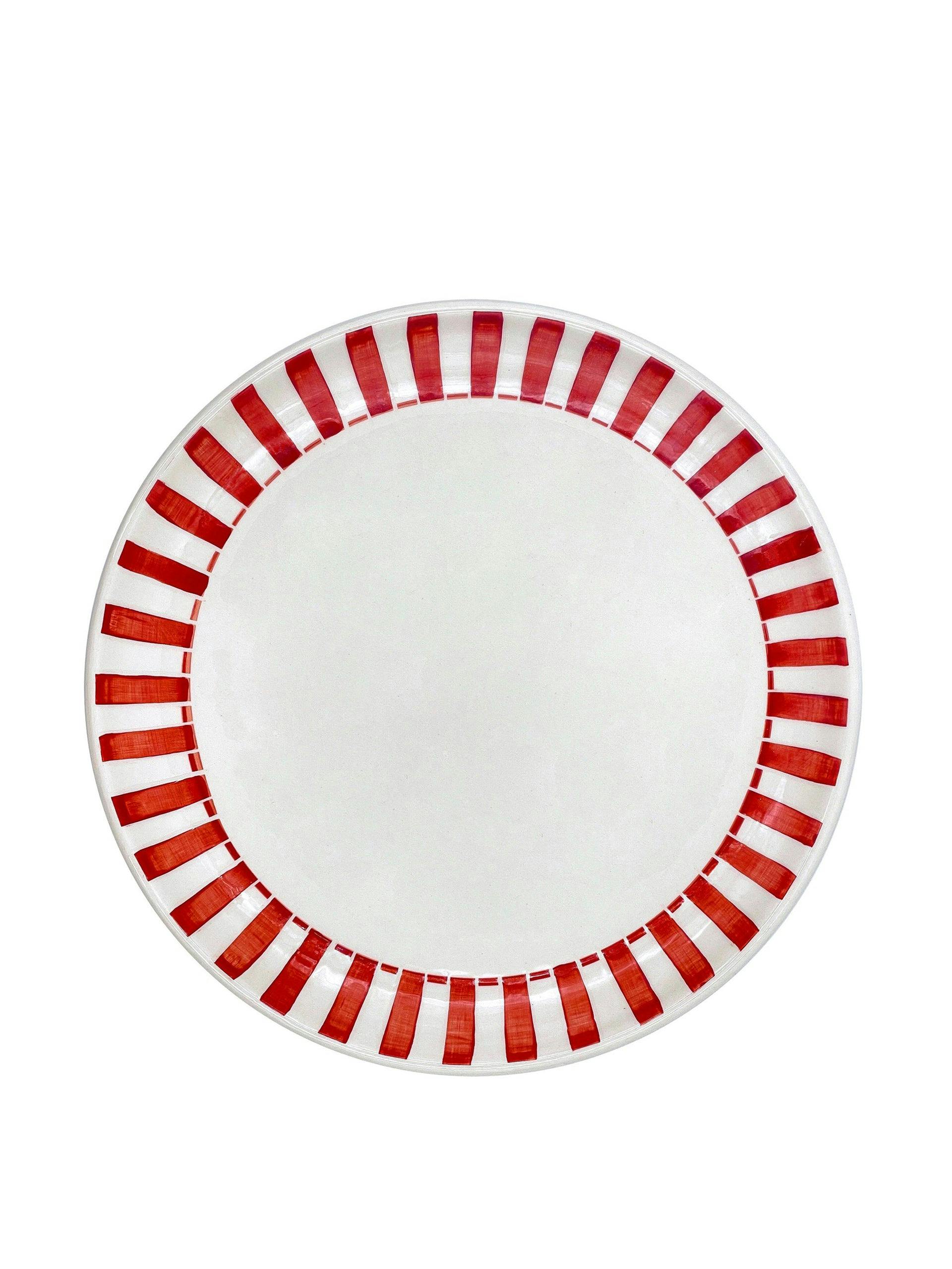 Large plate with red striped border