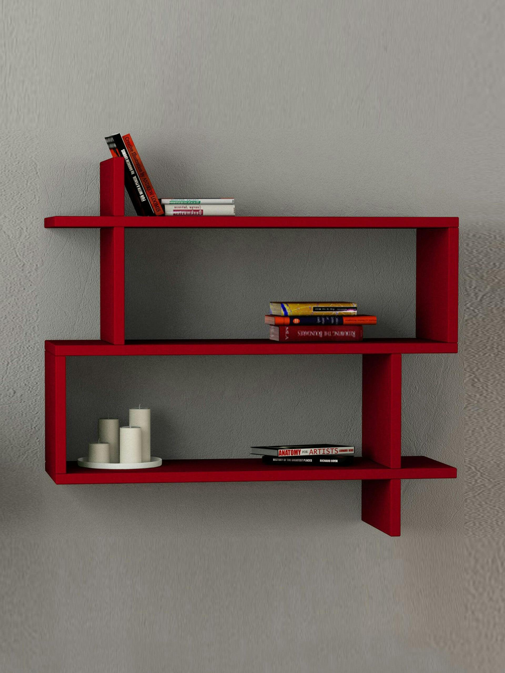 Red floating shelf