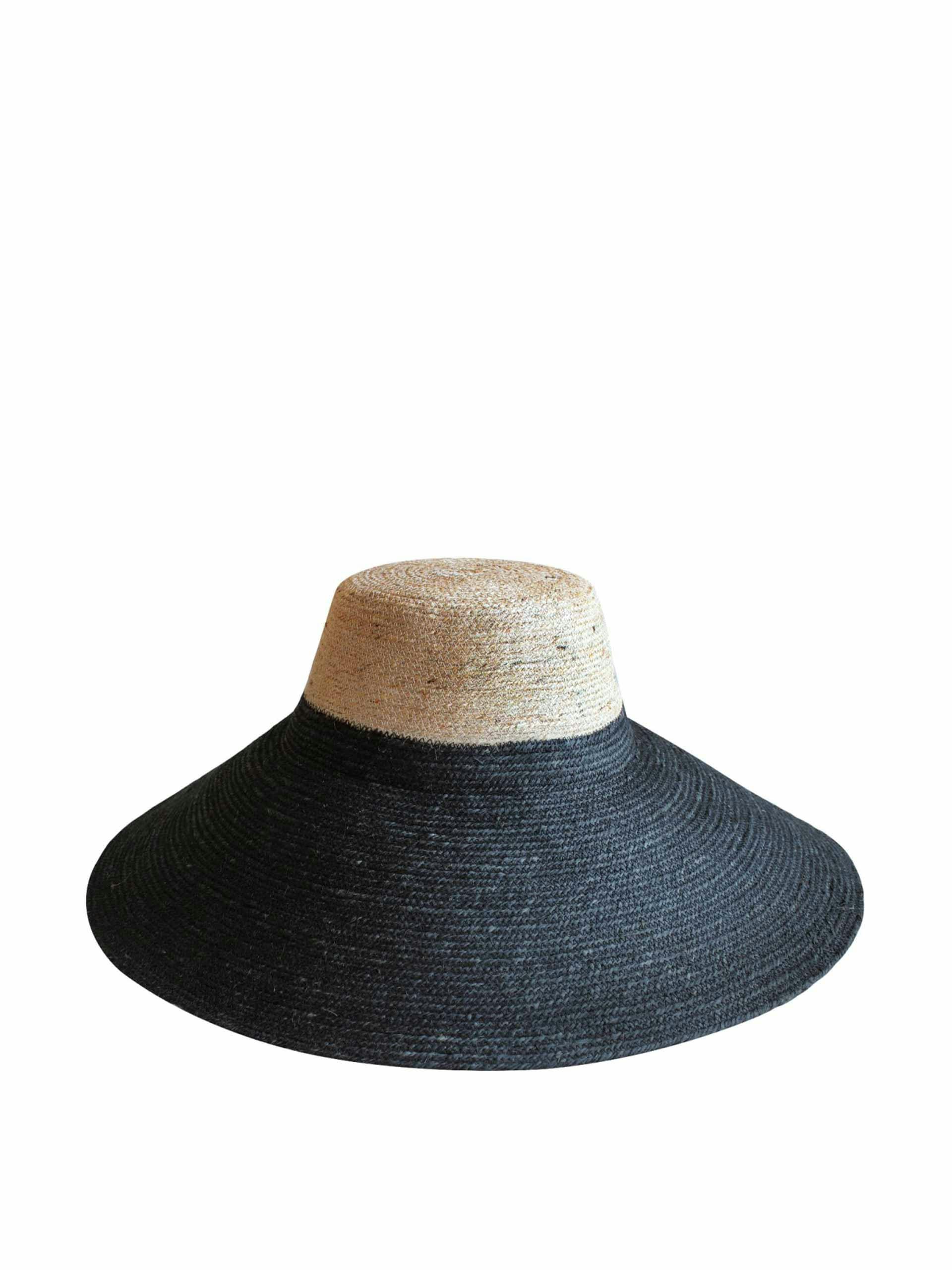 Black and natural straw hat