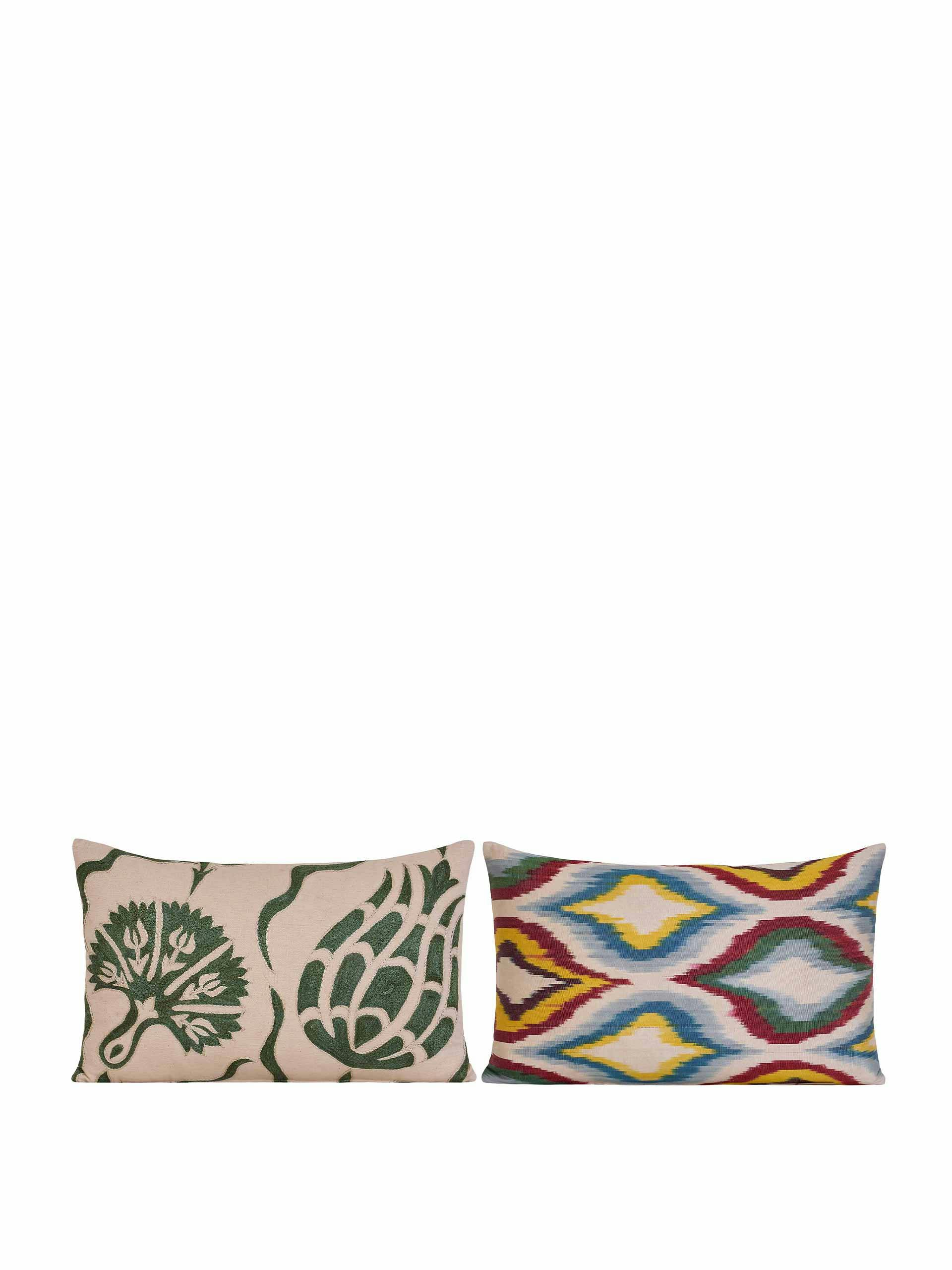 Set of 2 hand woven embroidered cushions