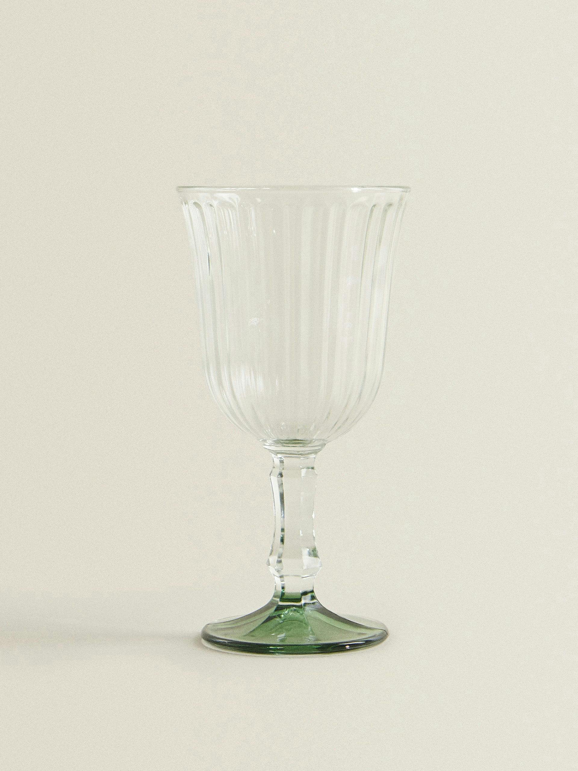 Glass goblet with green base