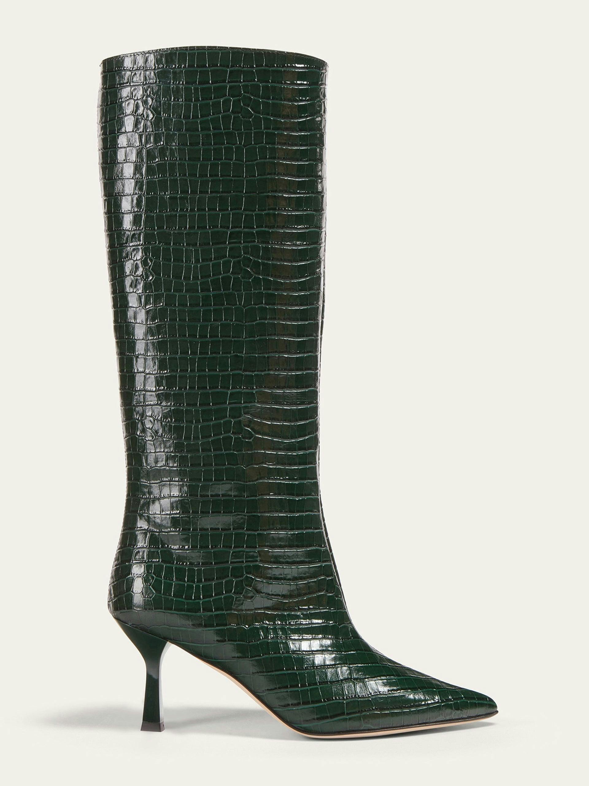 Ana green croc boot