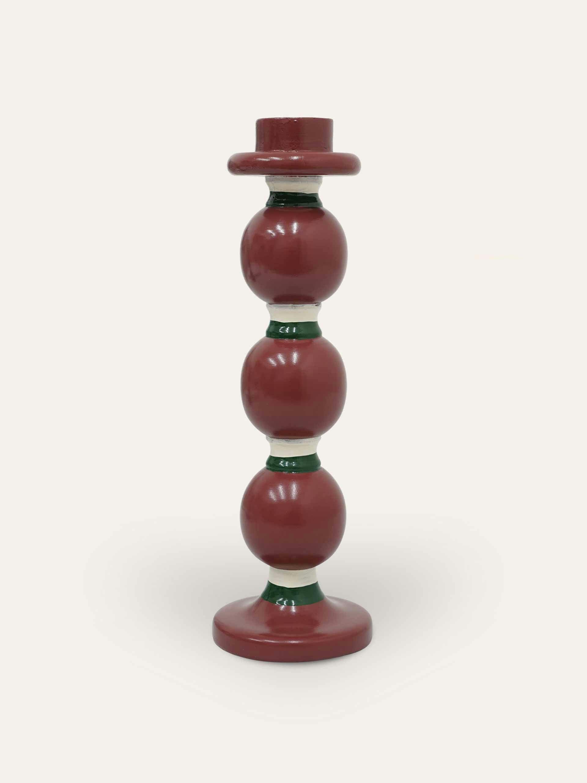 The Sensational Stripey candlestick in red and green
