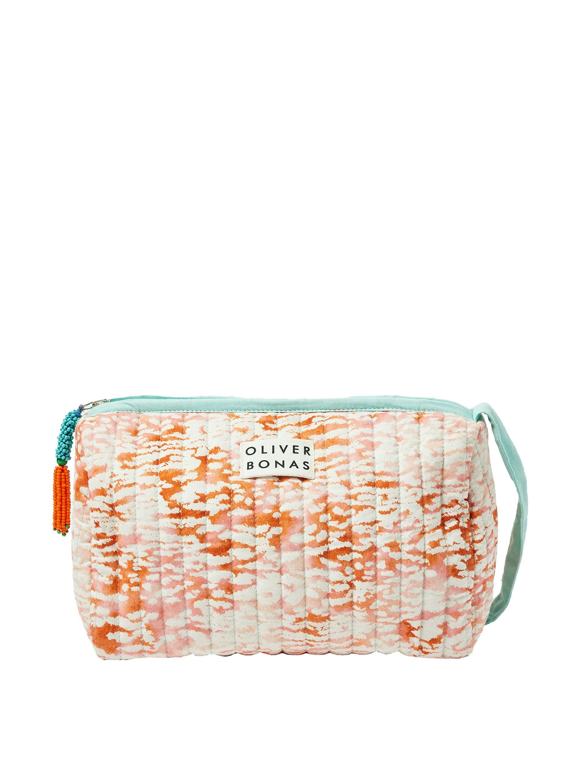 Abstract fleck pink quilted wash bag