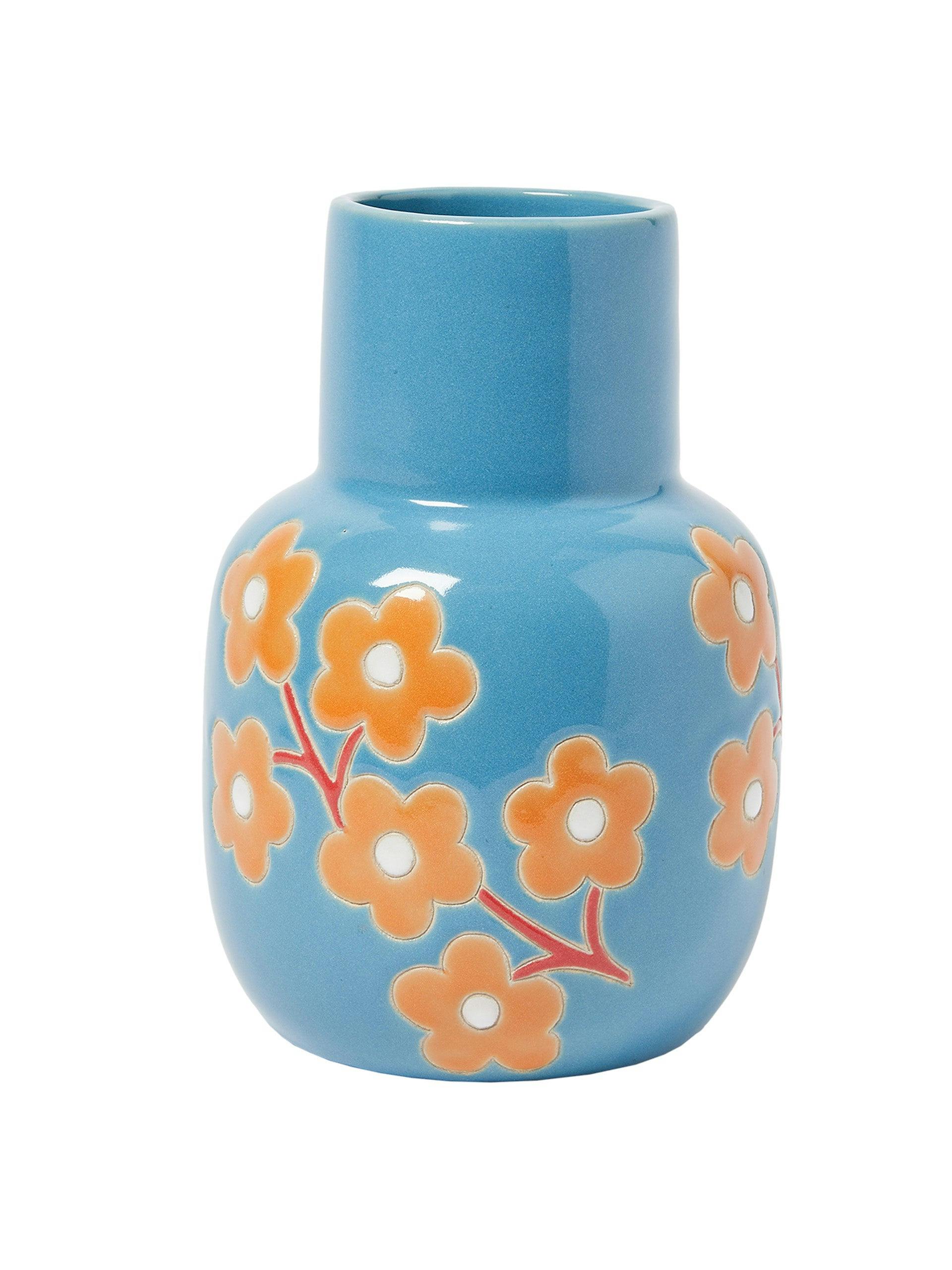 Fulo daisy blue ceramic vase