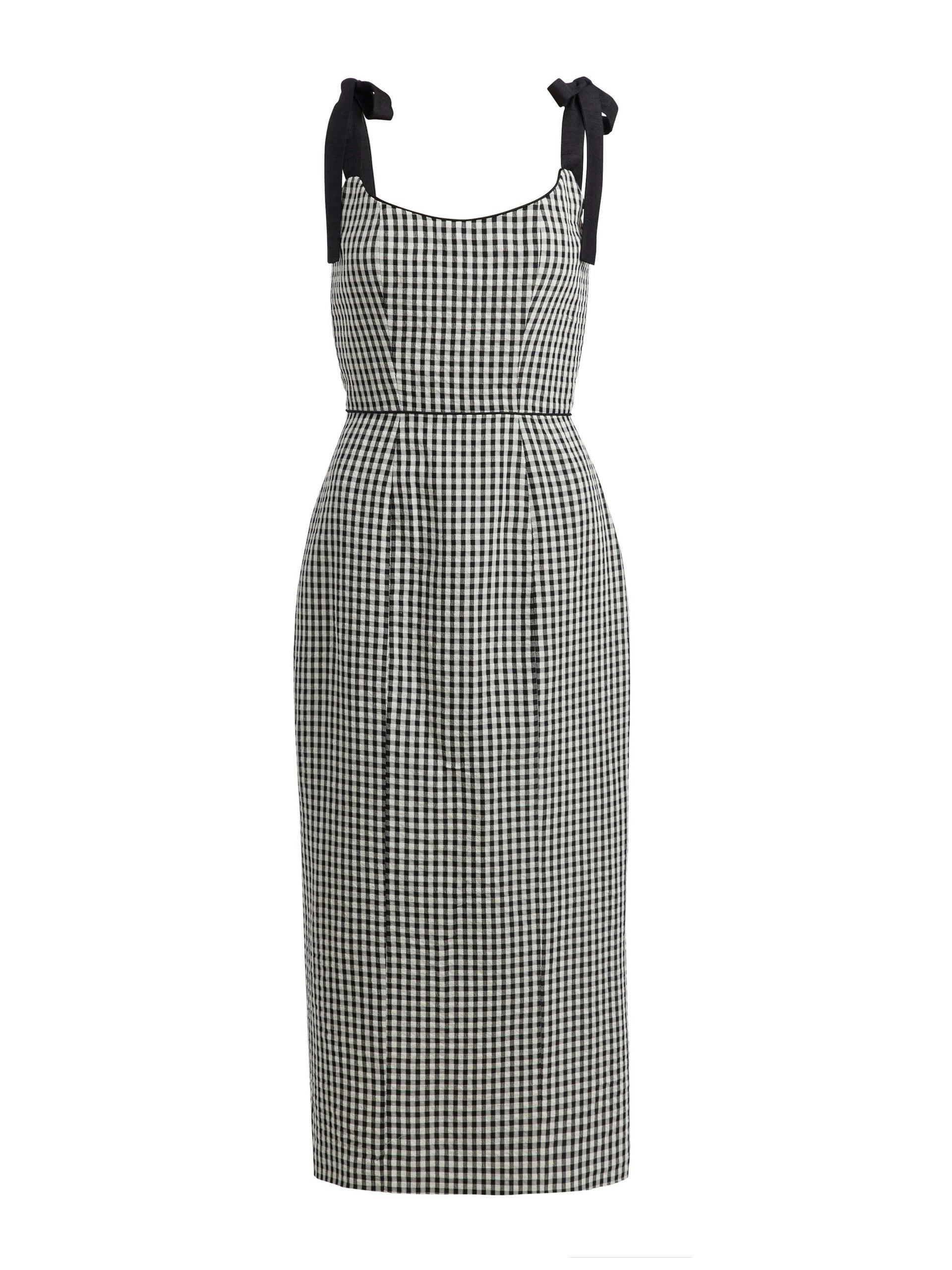 Presley black and white gingham corset dress