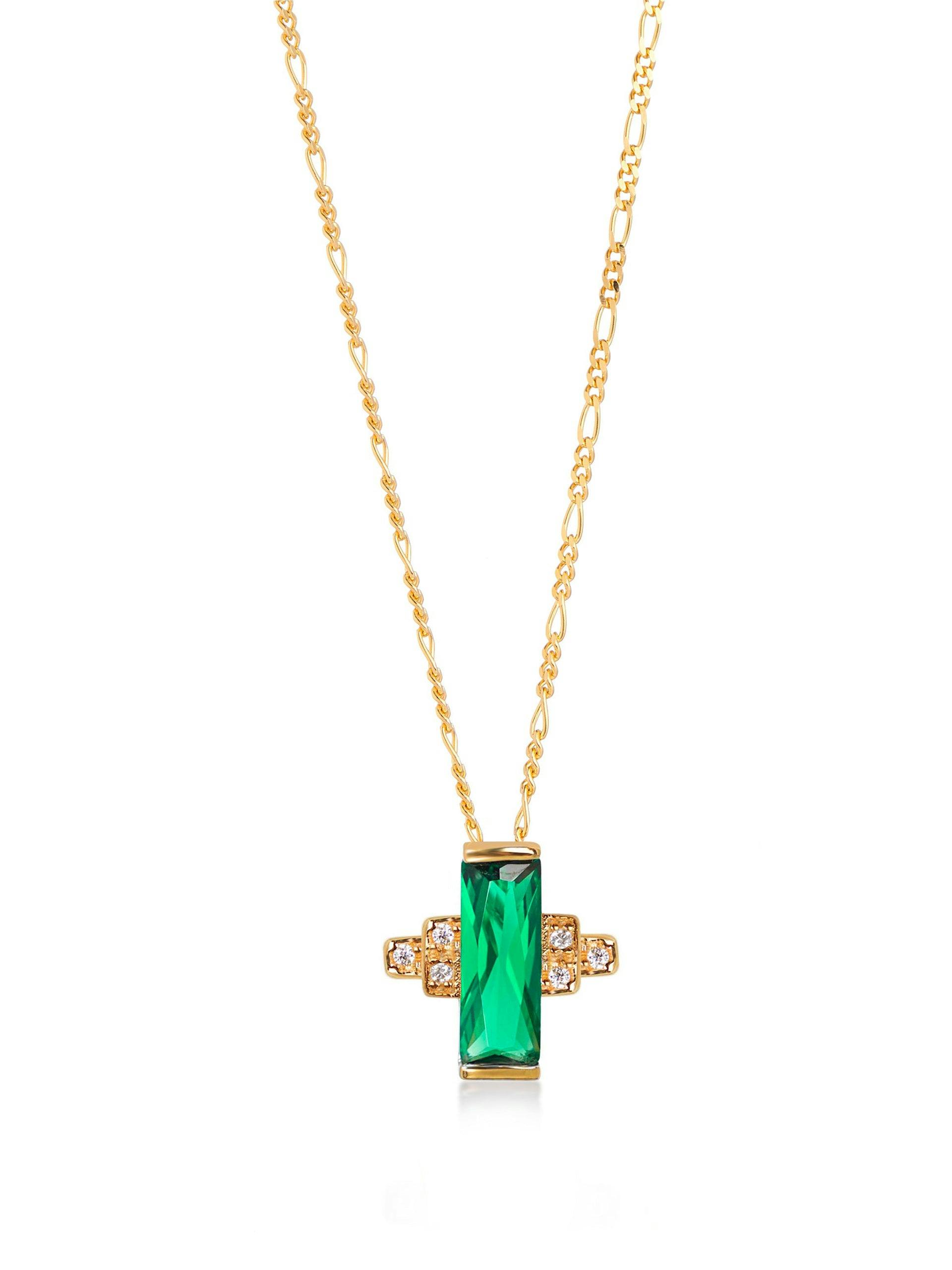 Audrey green necklace on figaro chain