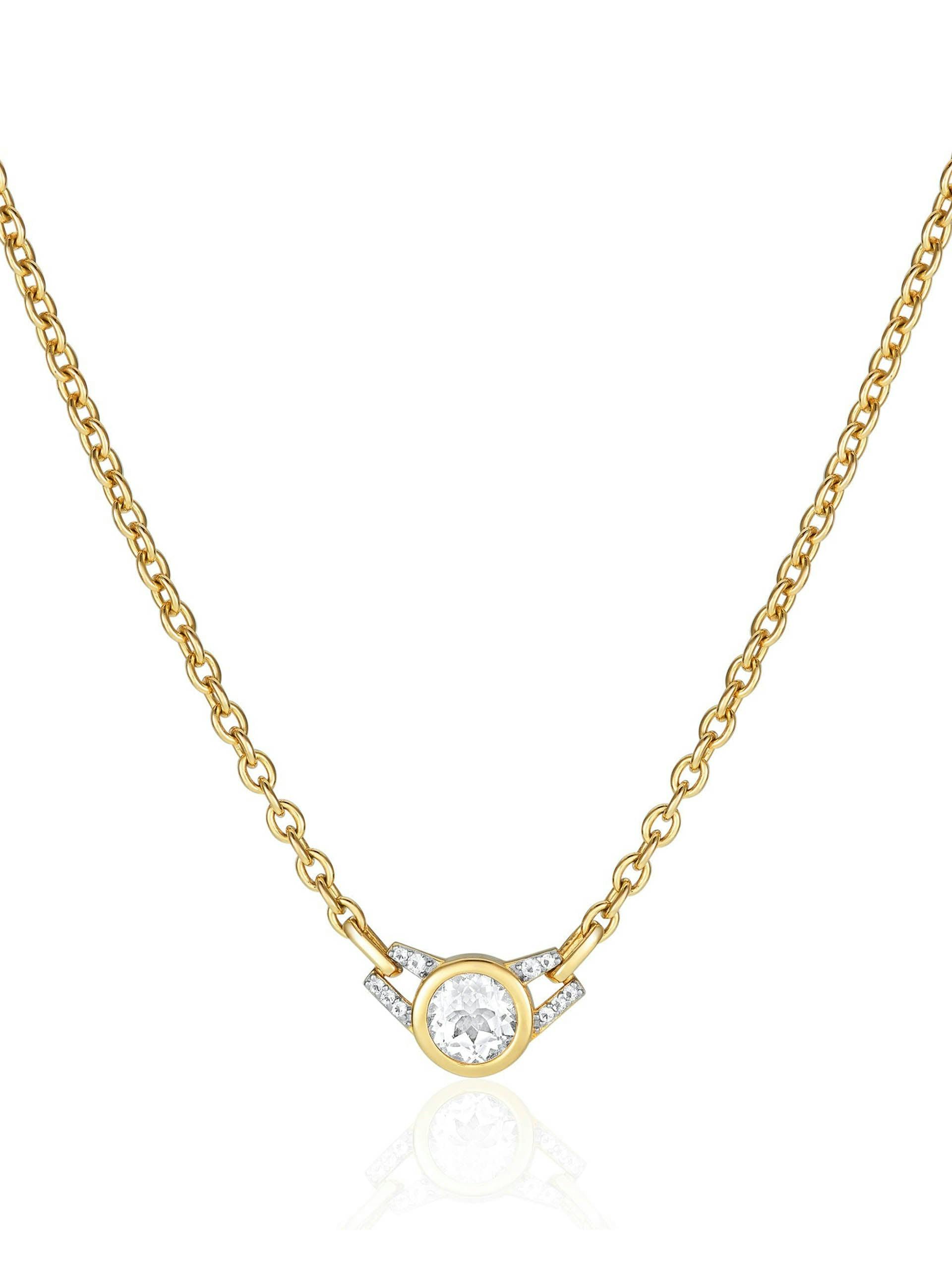 Gold Lucy choker necklace with white topaz