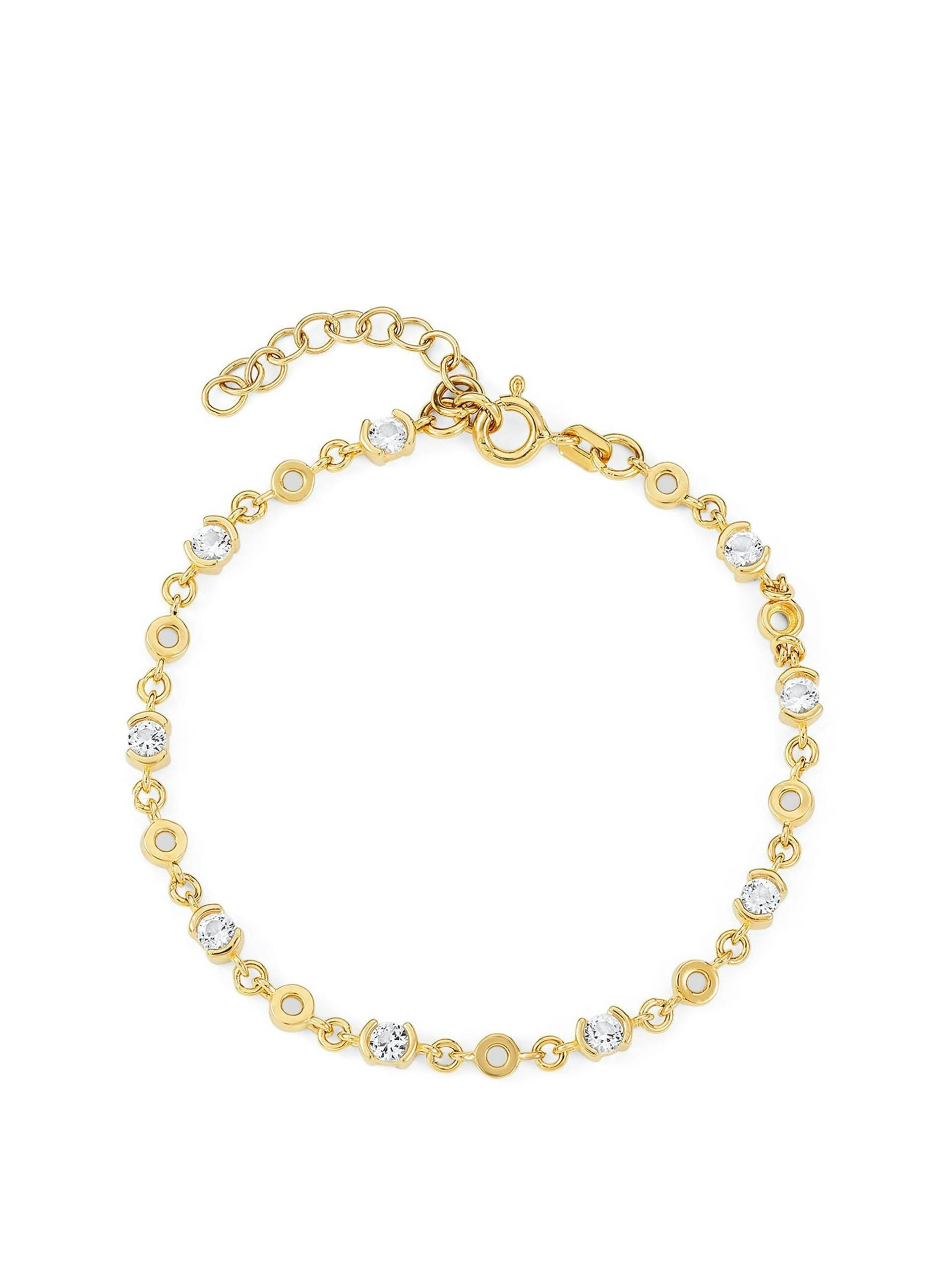 Gold Lyla fine bezel bracelet with white topaz