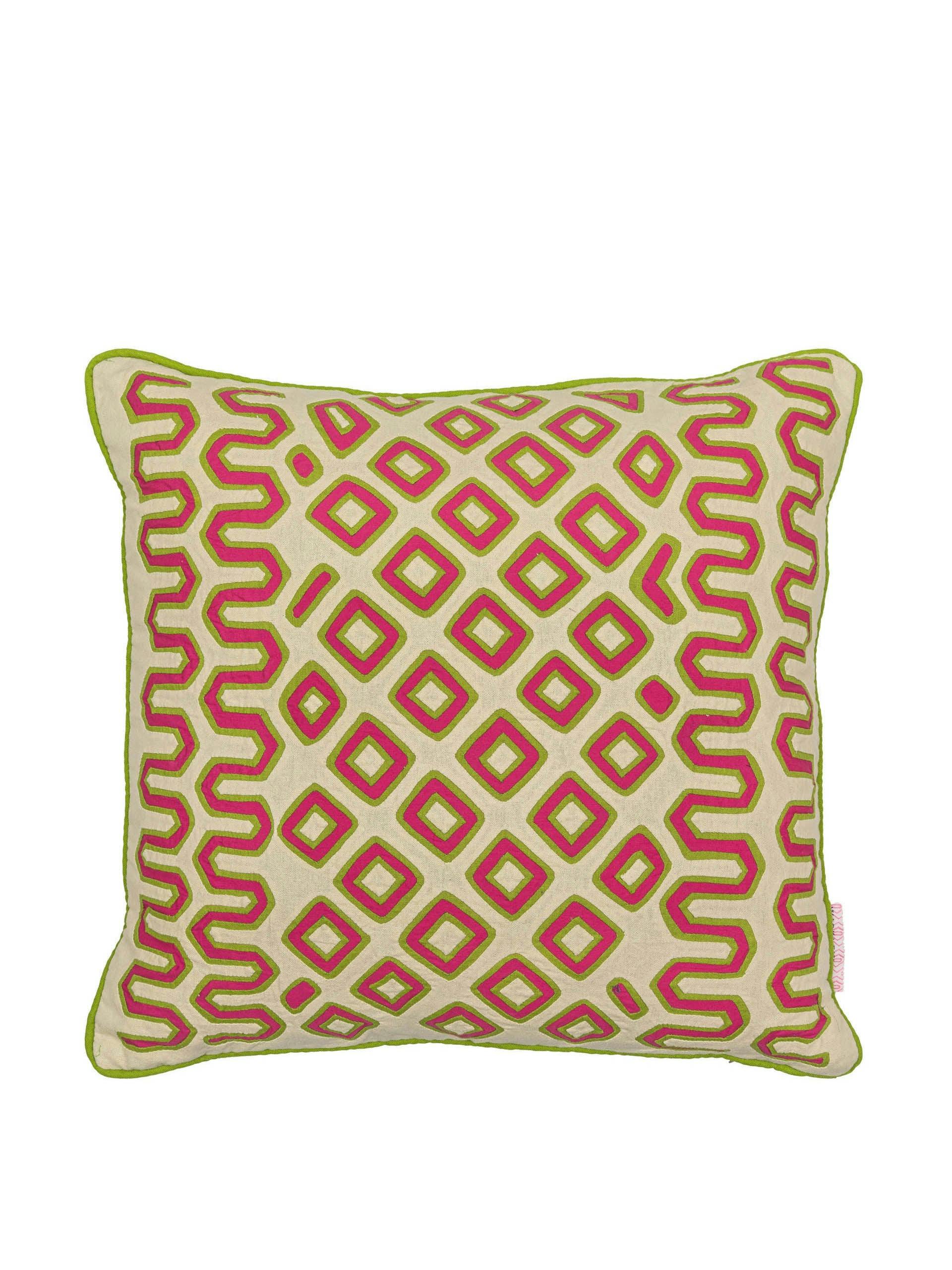 Pink and green Nahuala square cushion