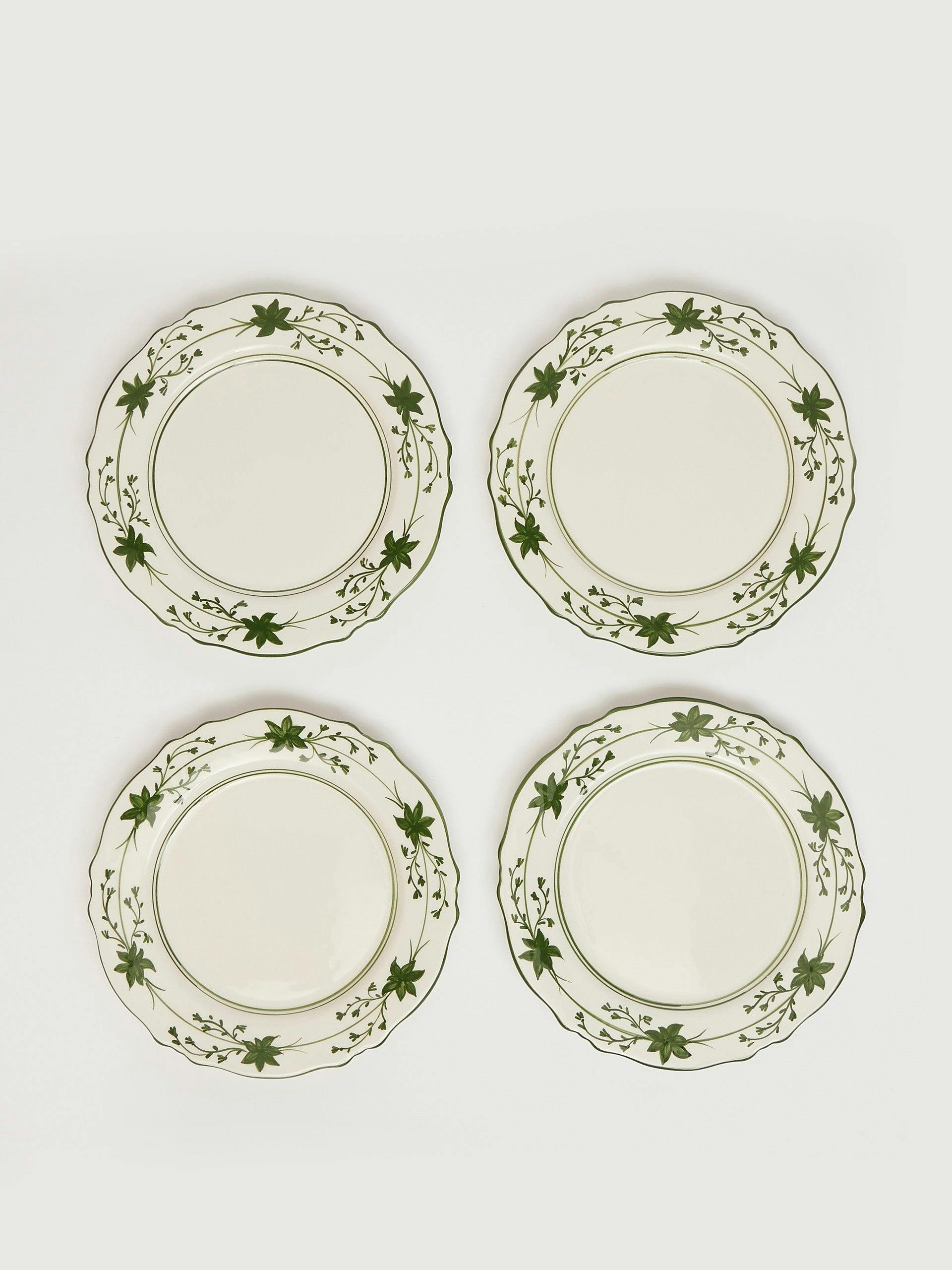 Hand painted green Lyla starter plates, set of 4