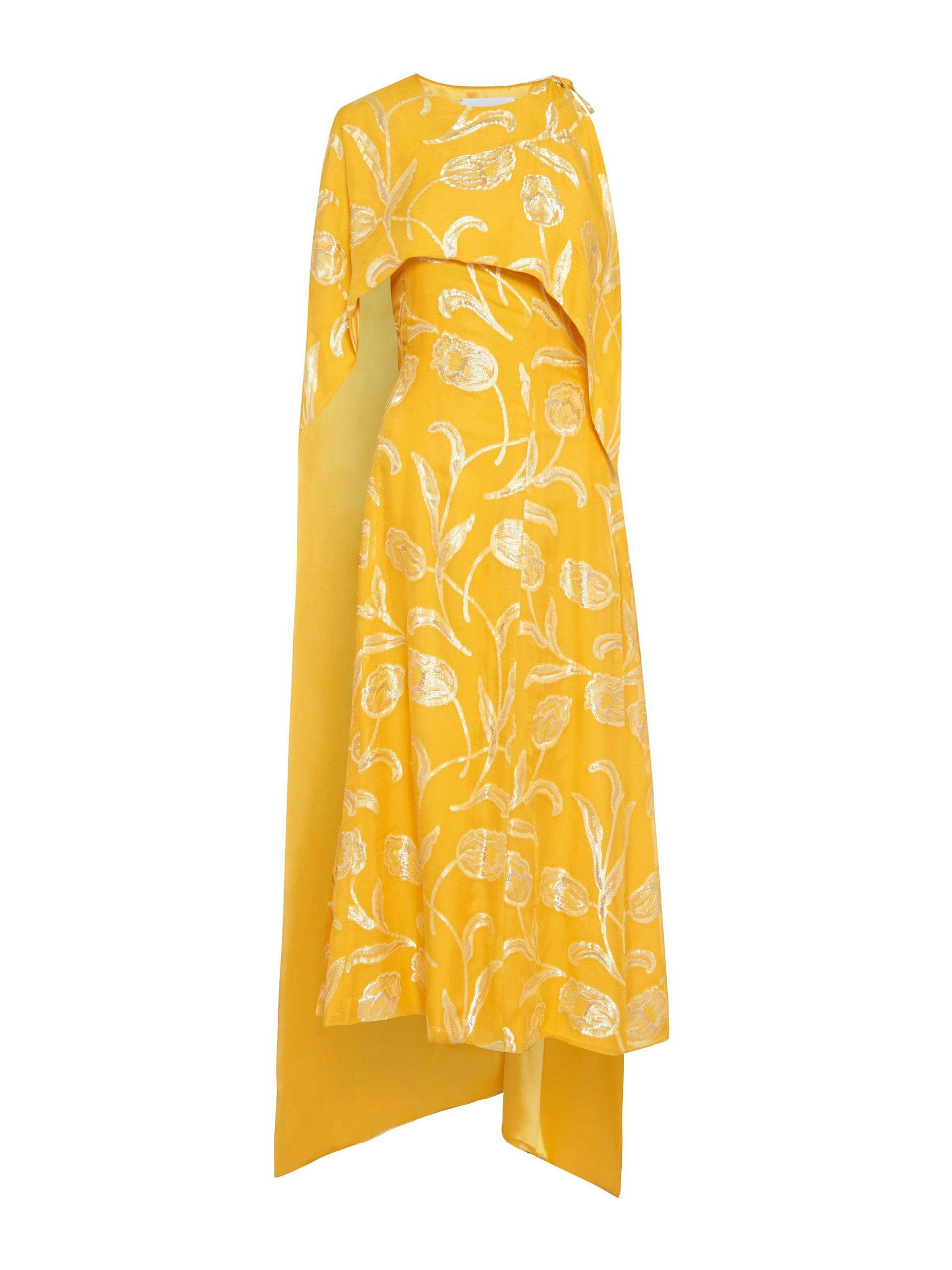 Yellow floral cape Kennedy dress