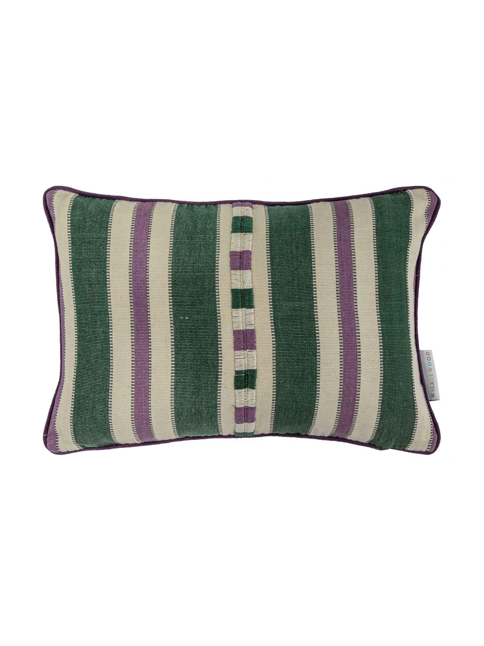 Purple and green Raya oblong cushion