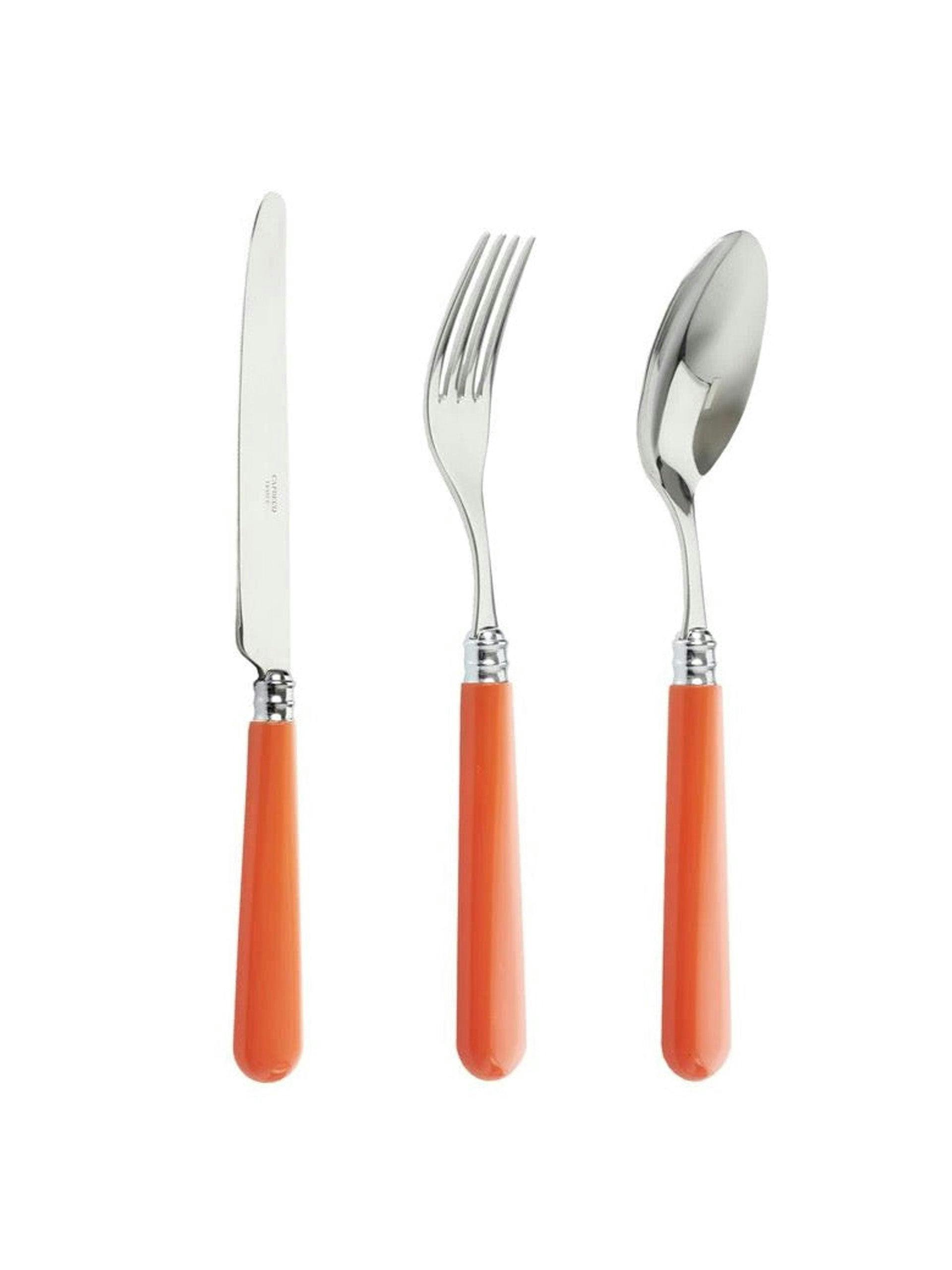 Orange cutlery in stainless steel