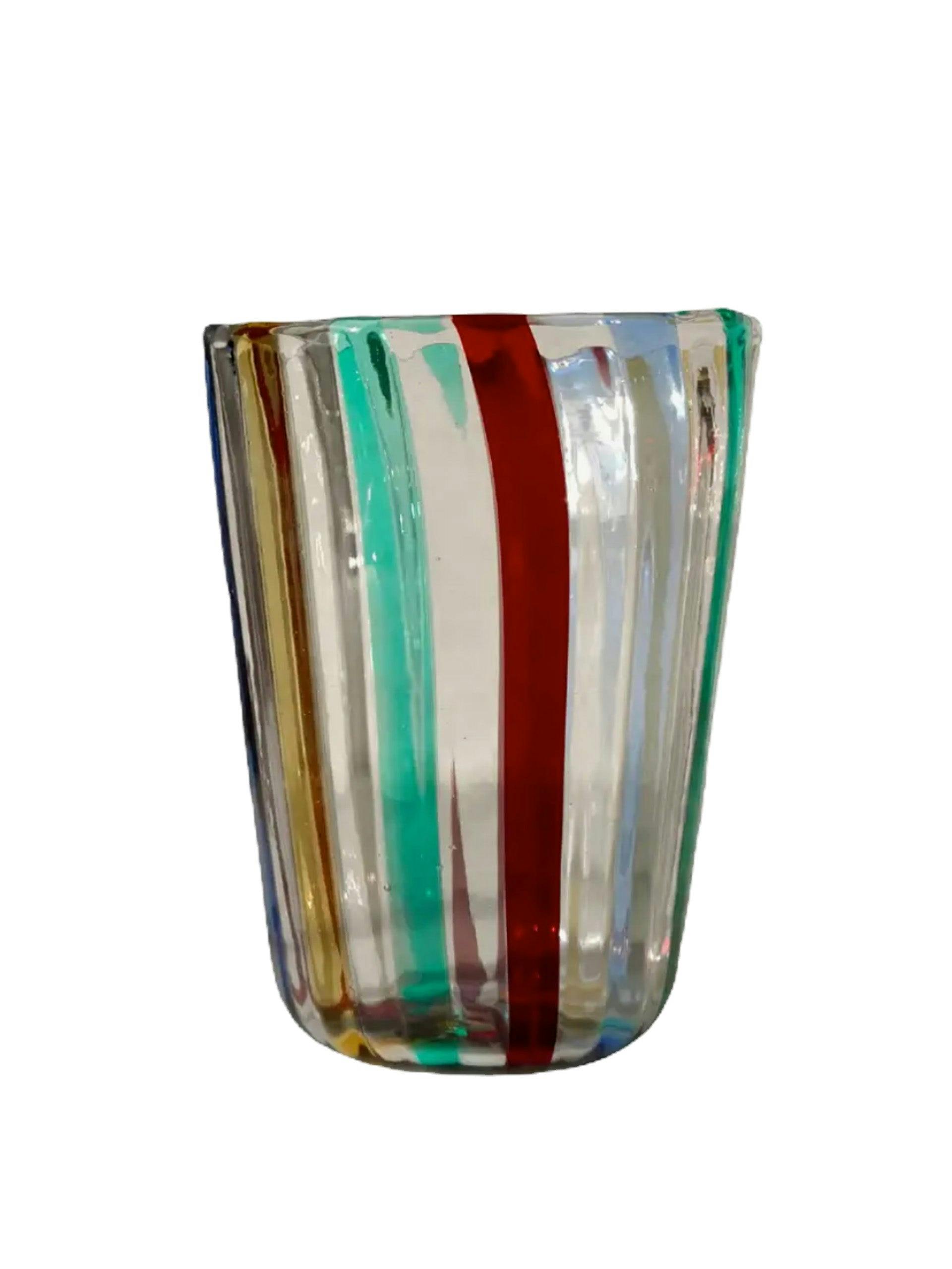 Striped handblown Murano drinking glass