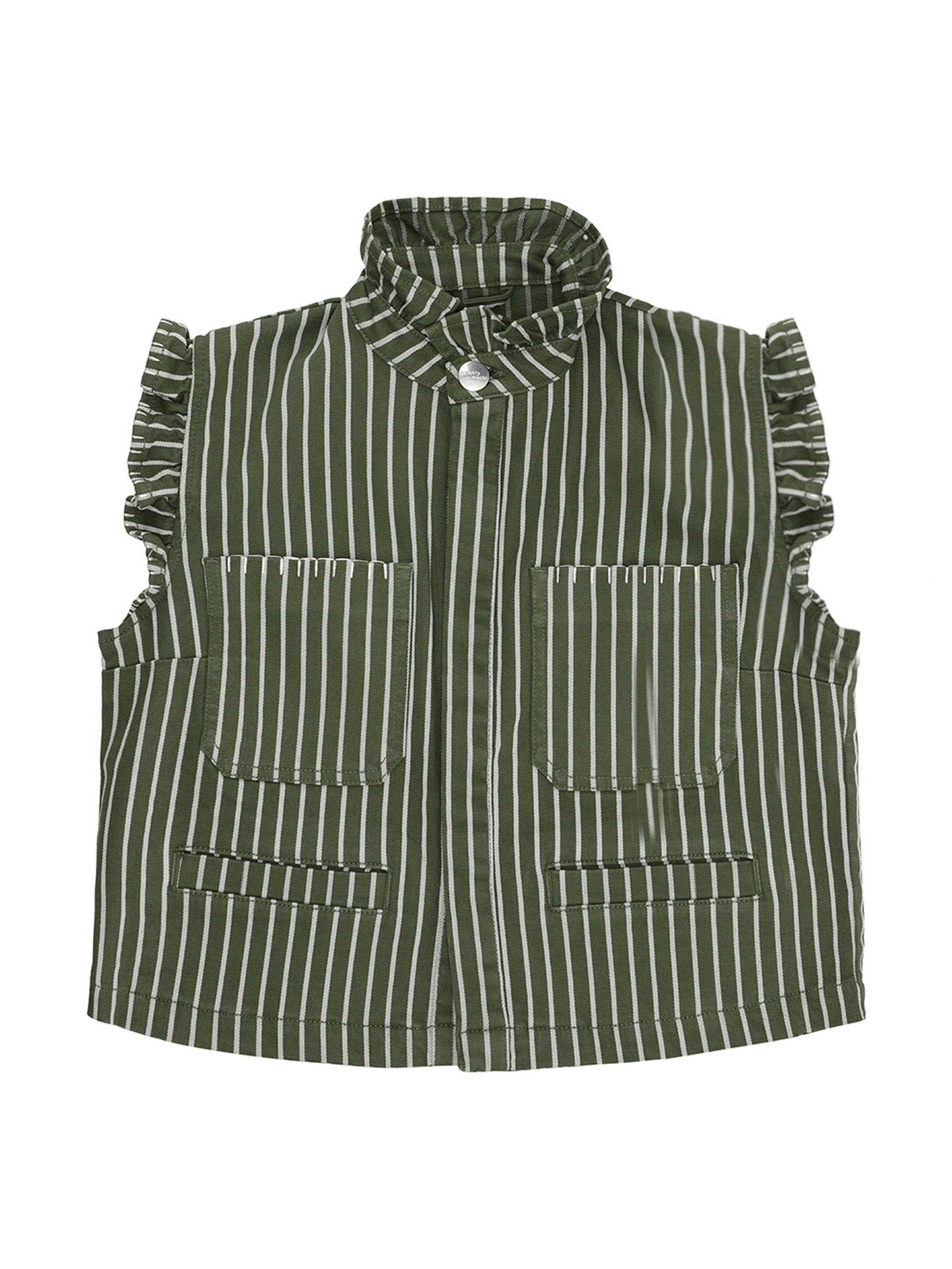 Striped khaki Pablo waistcoat