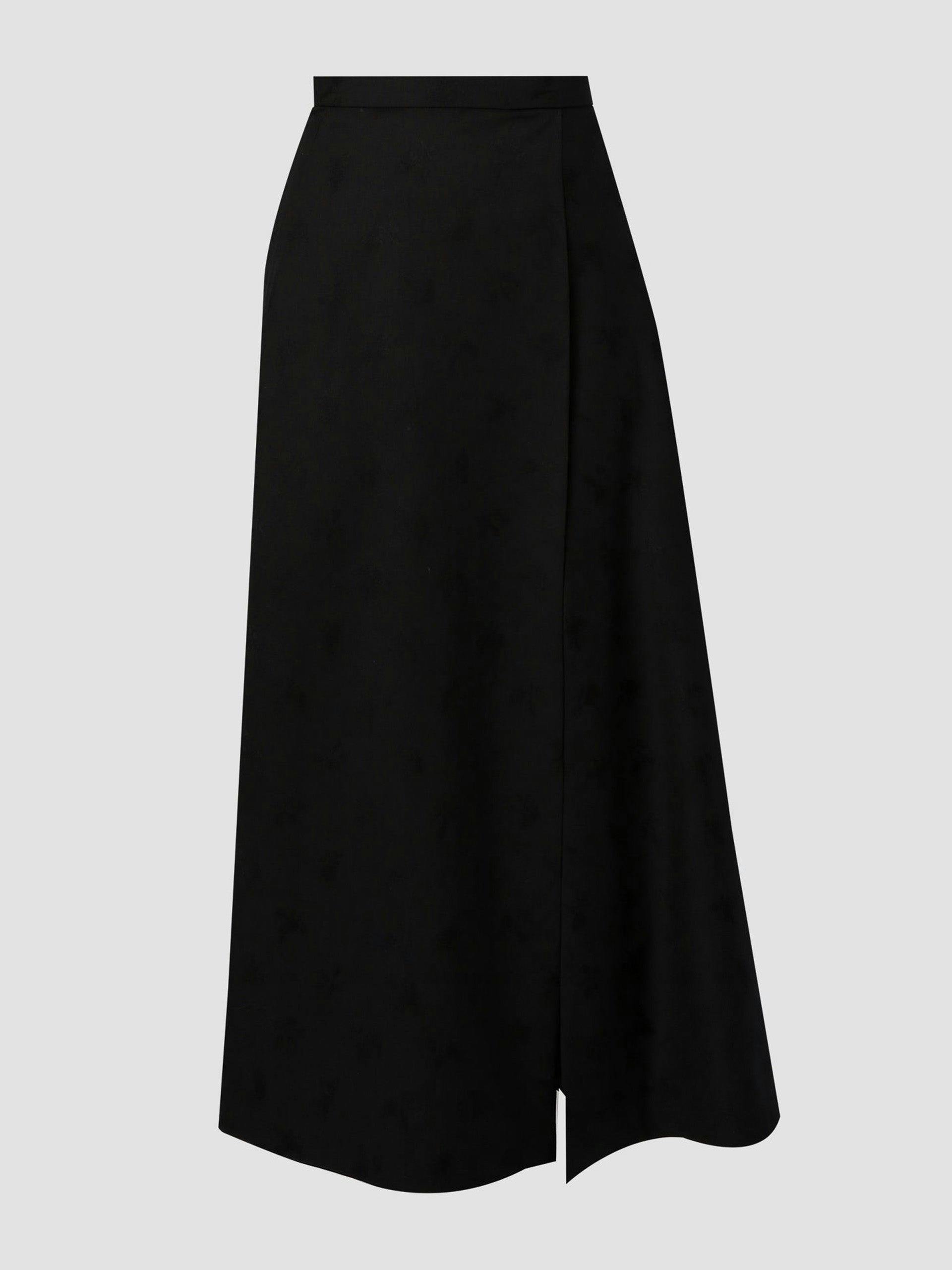 Long black skirt with slit