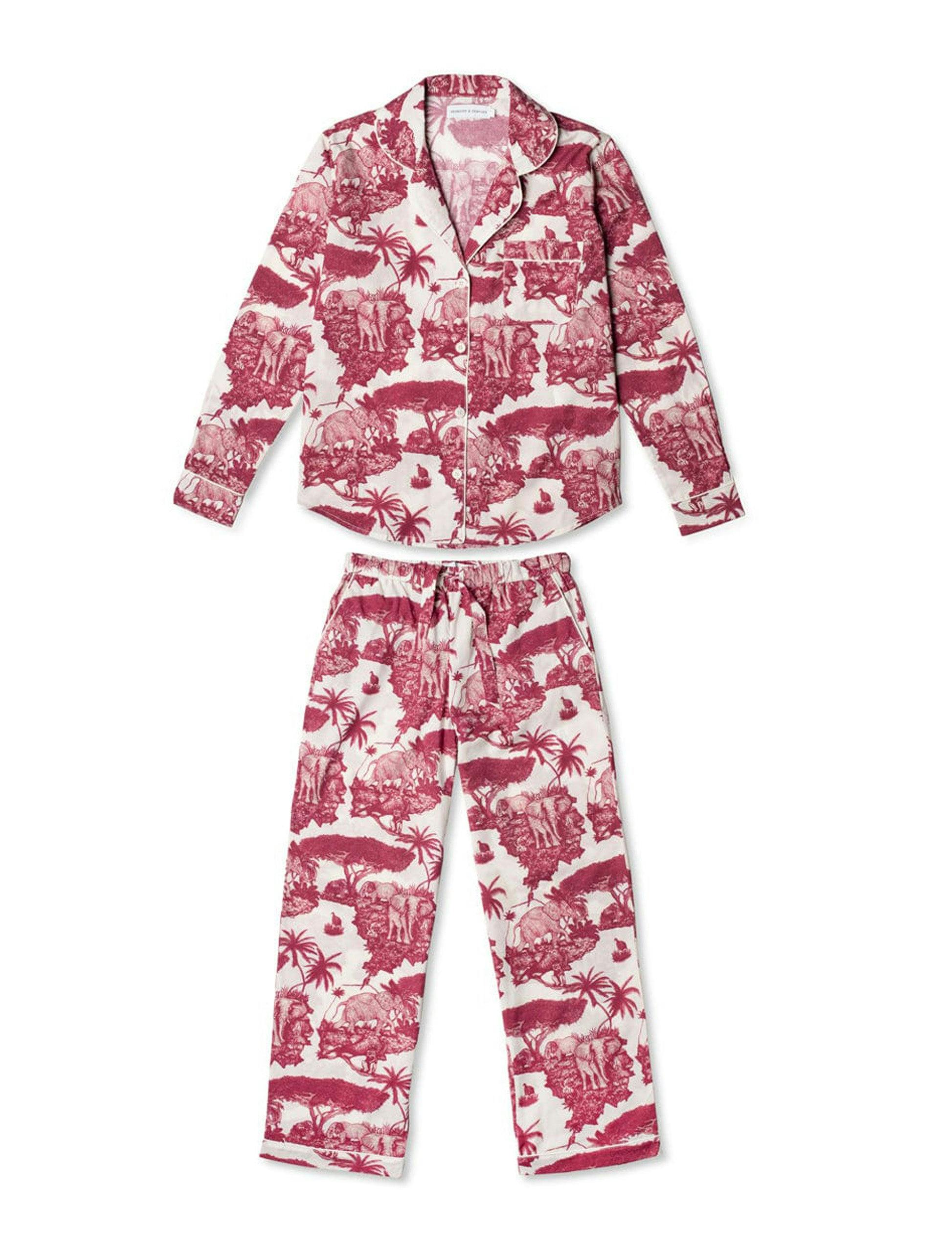 Loxodonta wine print long pyjama set