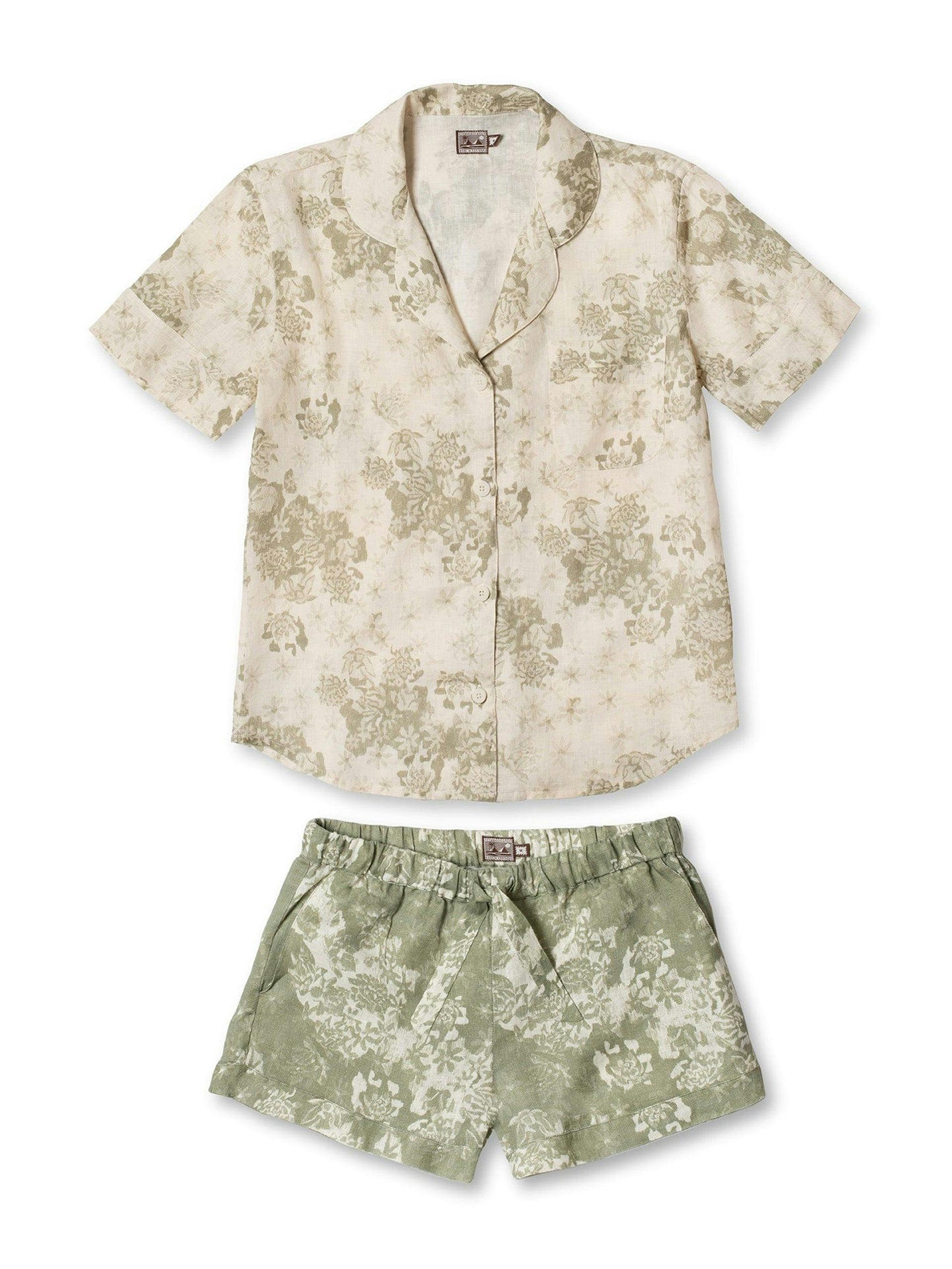 Sage and green Flower Of Time short pyjama set