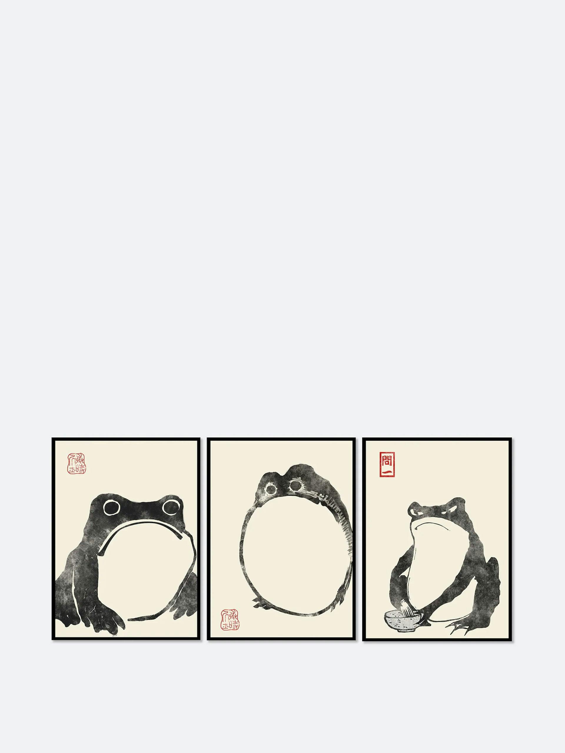 Matsumoto Hoji Toad woodblock art prints (set of 3)
