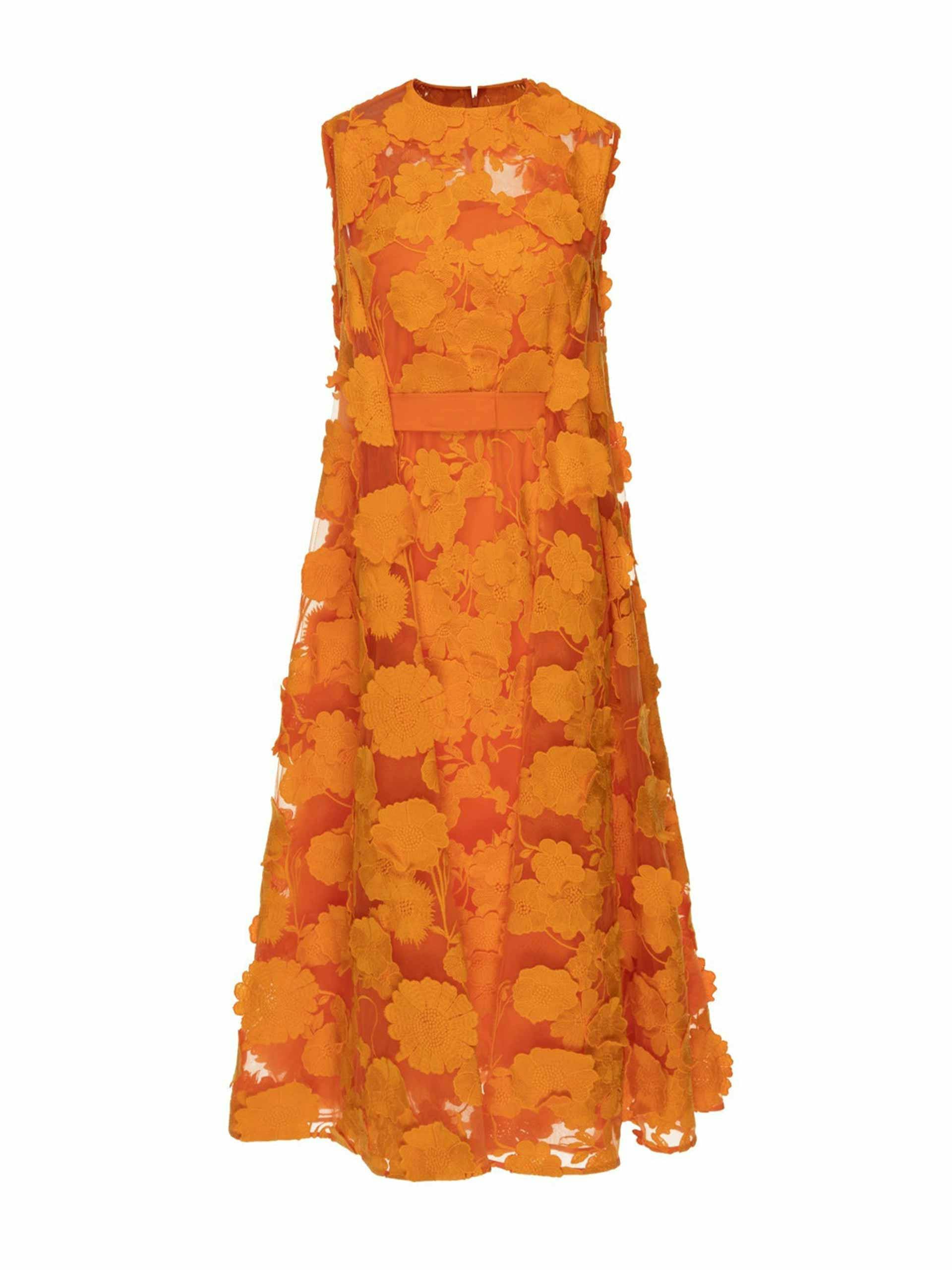 Ambre orange embellished tulle dress