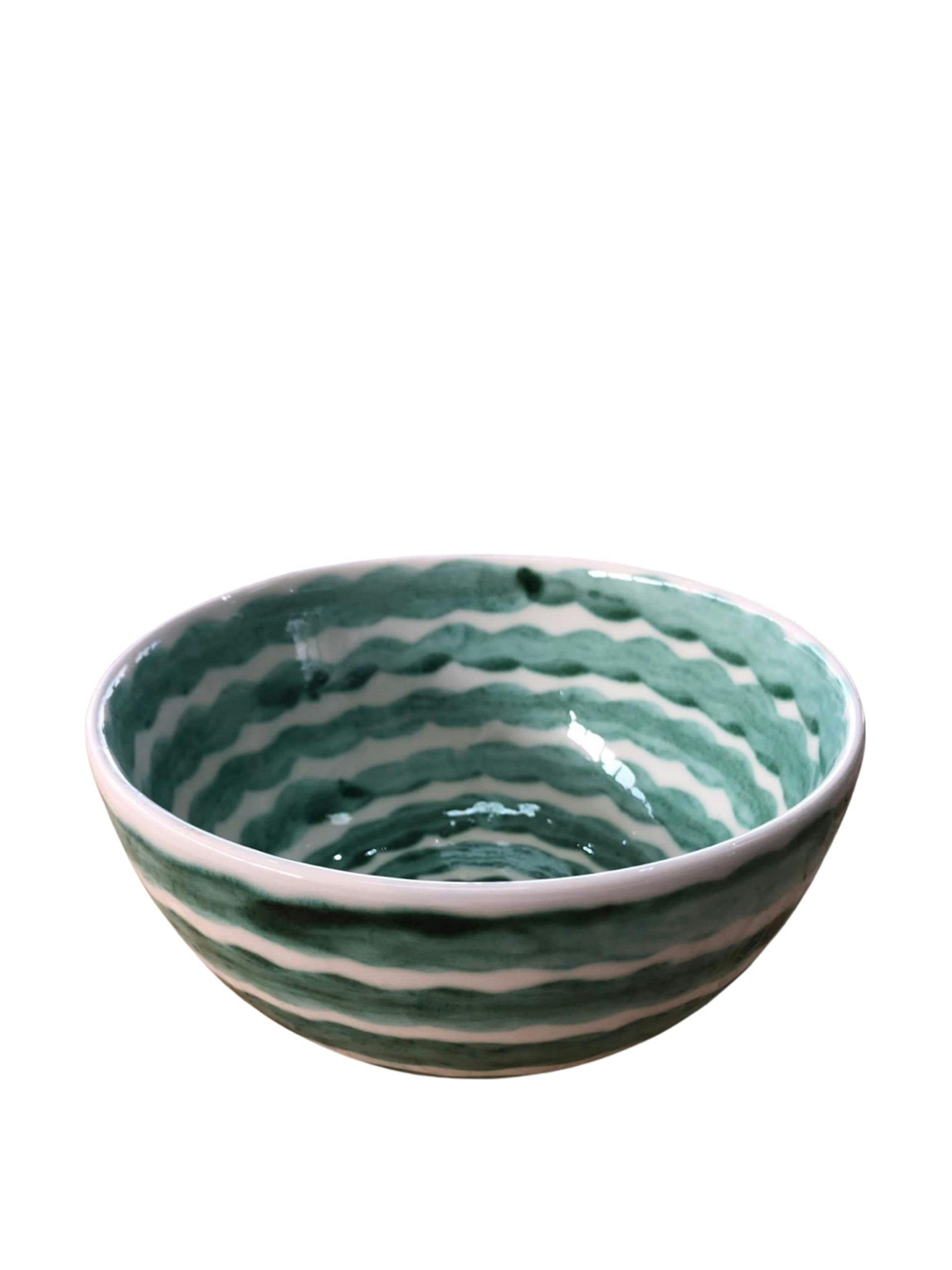 Green squiggle cereal bowl