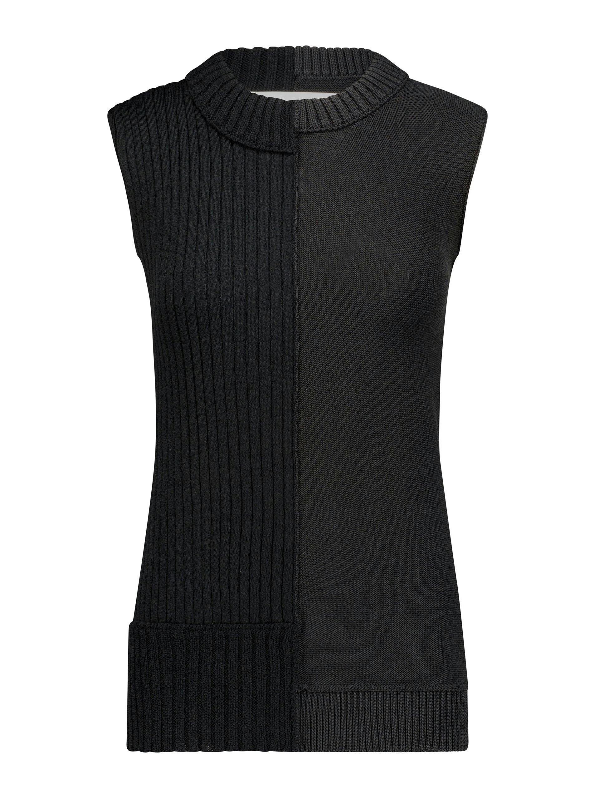 Black patchwork sleeveless pullover